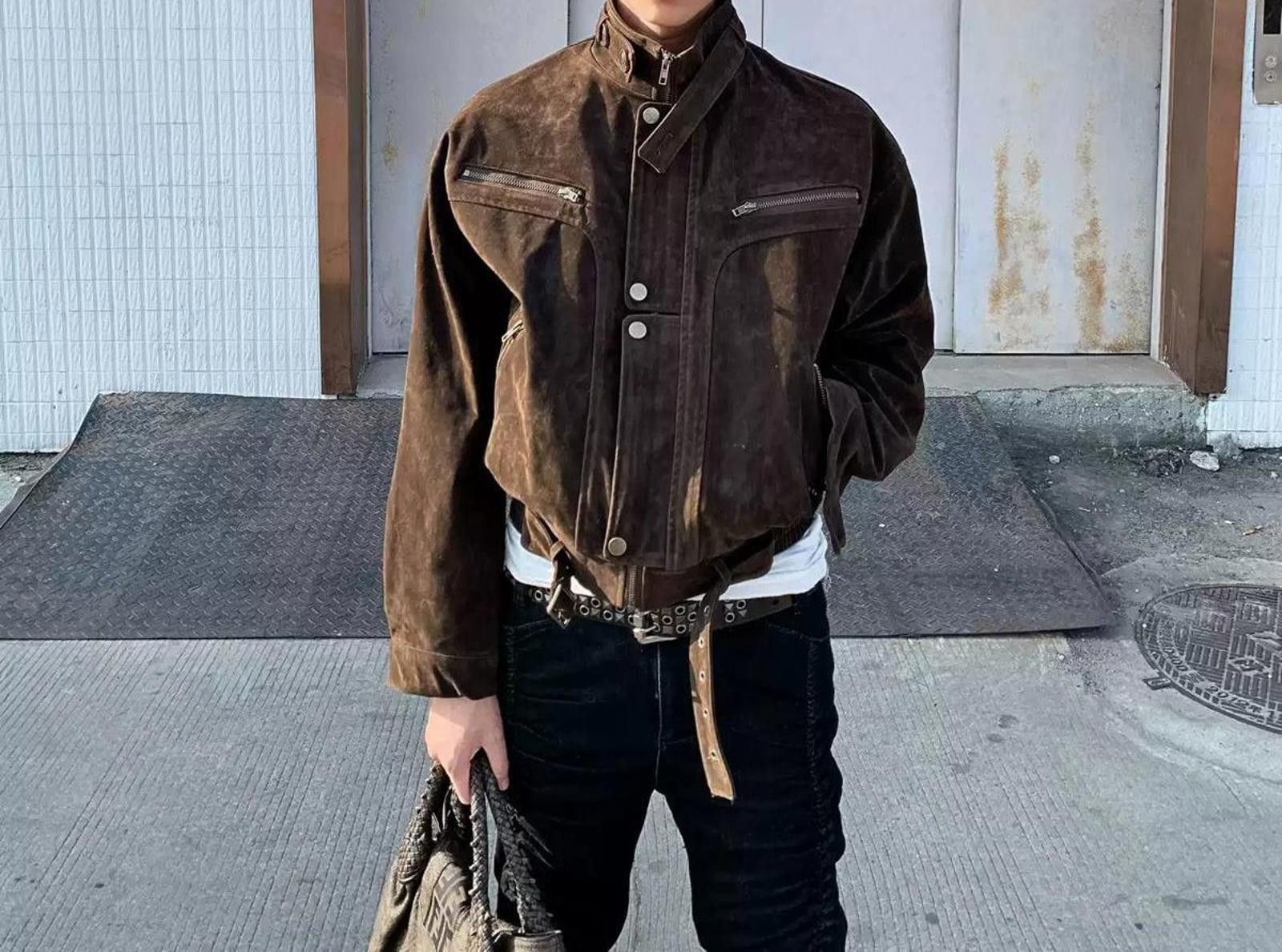 Other Suede Double-Zip Stand-Collar Jacket | Vintage Maillard Size US M / EU 48-50 / 2 - 2 Thumbnail