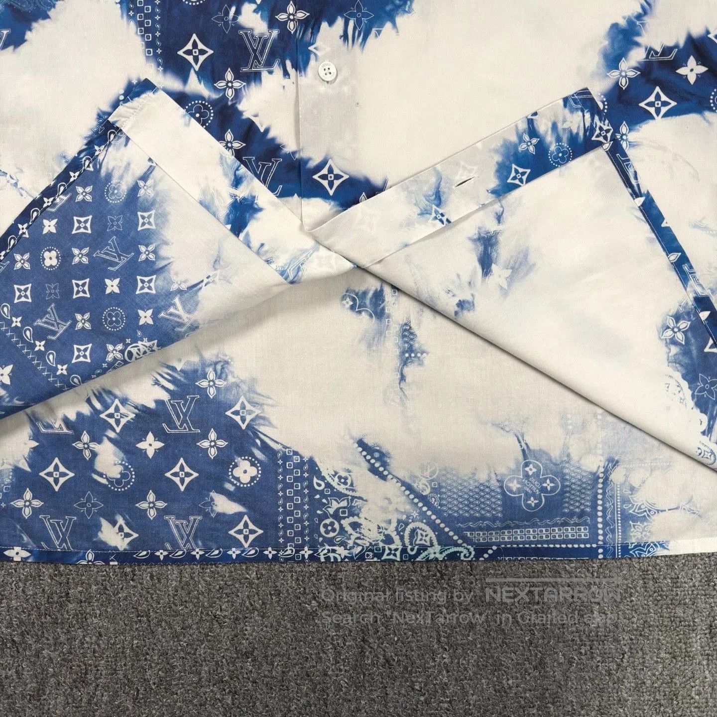 Louis Vuitton LV Blue Floral Print Short-Sleeve Shirt. Size US XL / EU 56 / 4 - 5 Thumbnail