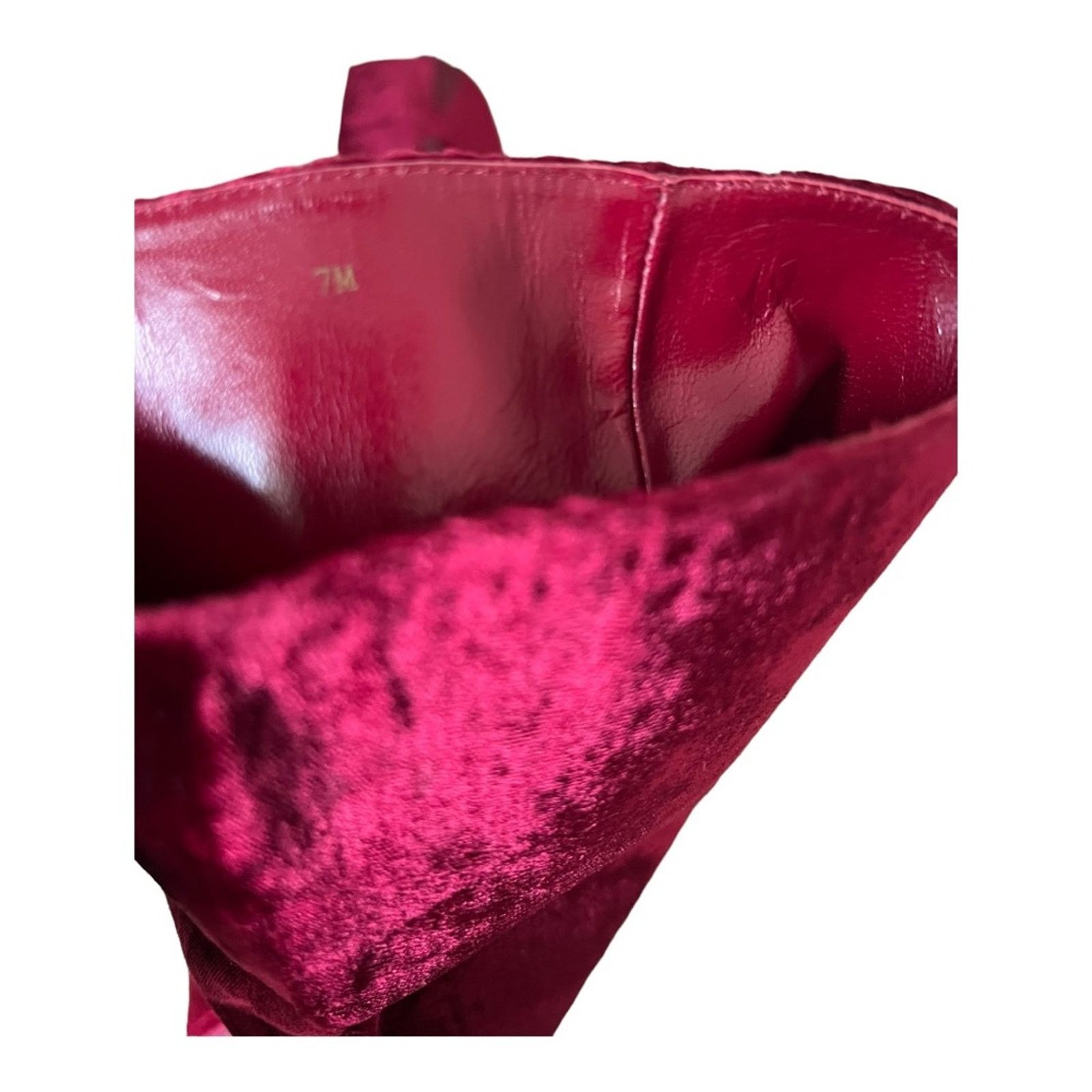 Colin Meredith Colin Stuart Red Velvet Leather Pointed Toe Heel Boots Sz 7M Size US 7 / IT 37 - 11 Thumbnail