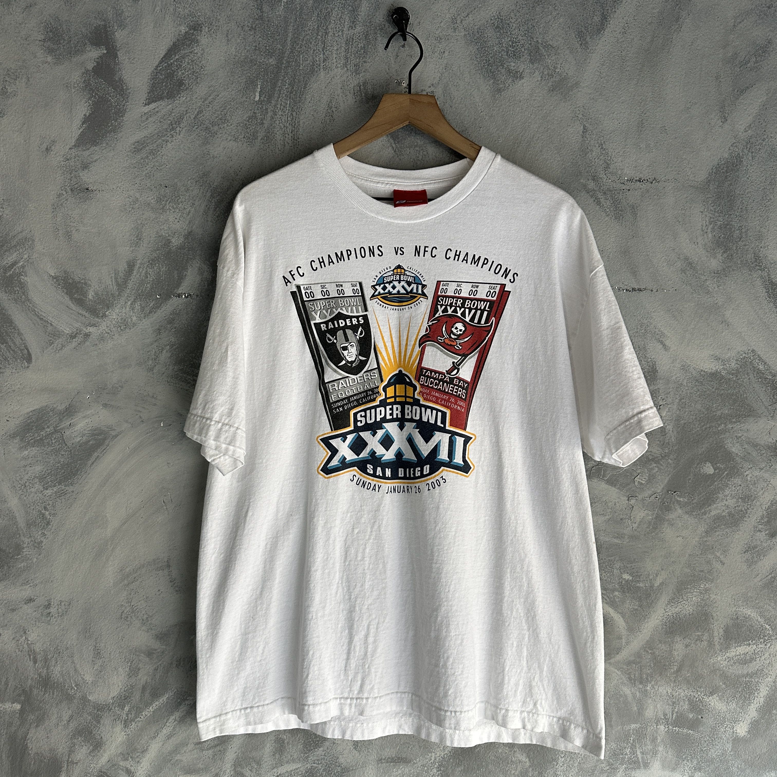 Reebok Vtg Superbowl Raiders Buccaneers T-Shirt XXXVII San Diego Size US XL / EU 56 / 4 - 1 Thumbnail