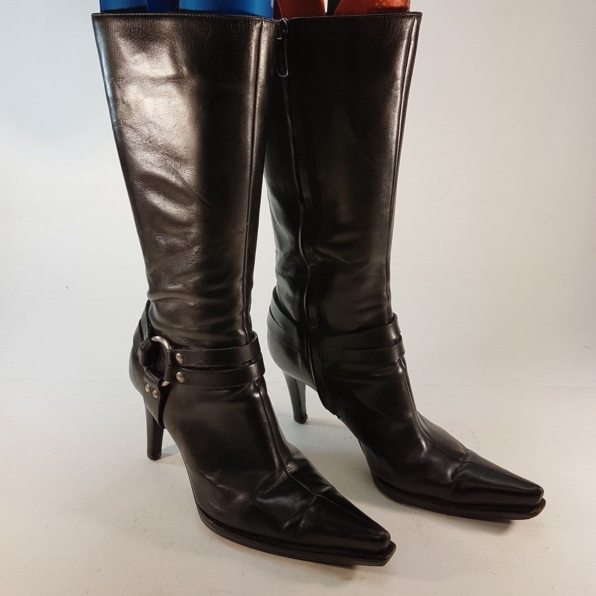 Sergio Rossi Vintage black knee-high leather heeled boots Size US 6 / IT 36 - 2 Thumbnail