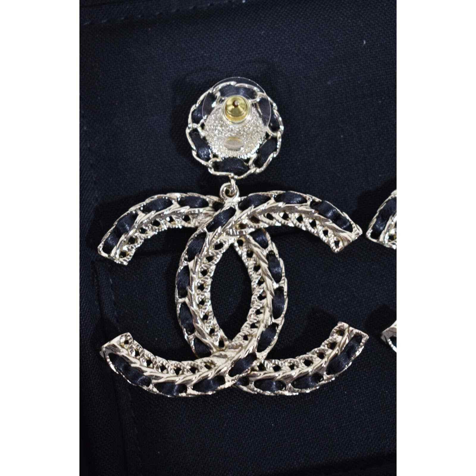 Chanel Chanel Leather Gold Chain Dangle Drop Statement Earrings Size ONE SIZE - 10 Thumbnail