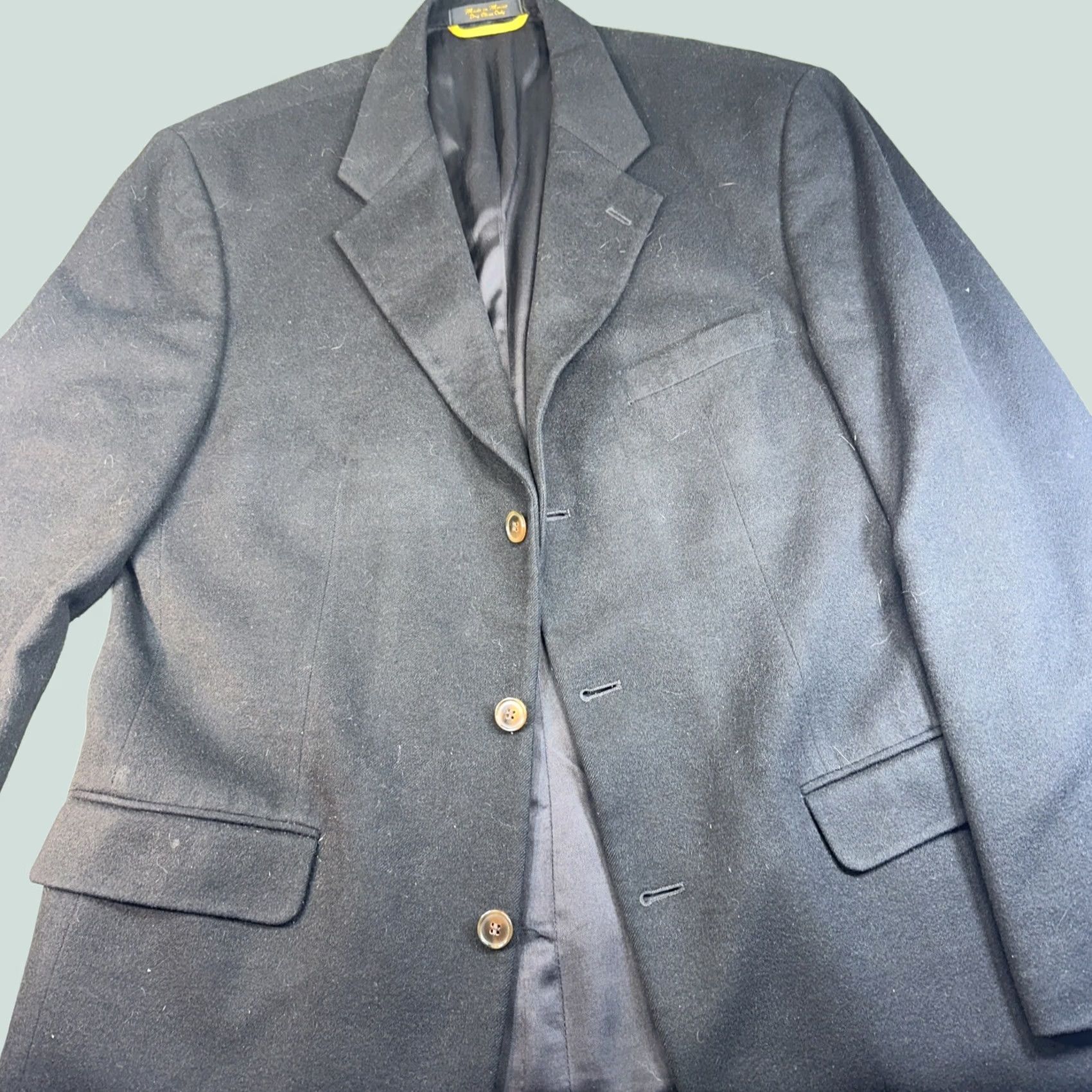 Bill Blass Bill Blass Blazer Jacket Mens 42R Black Cashmere 3 Button Ventless Size 42R - 1 Thumbnail