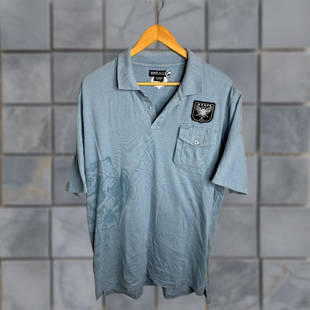 Ecko Unltd. VINTAGE Ecko Unltd Grunge Polo Shirt Short Sleeve Men XL Blue 2052 Size US XL / EU 56 / 4 - 1 Thumbnail