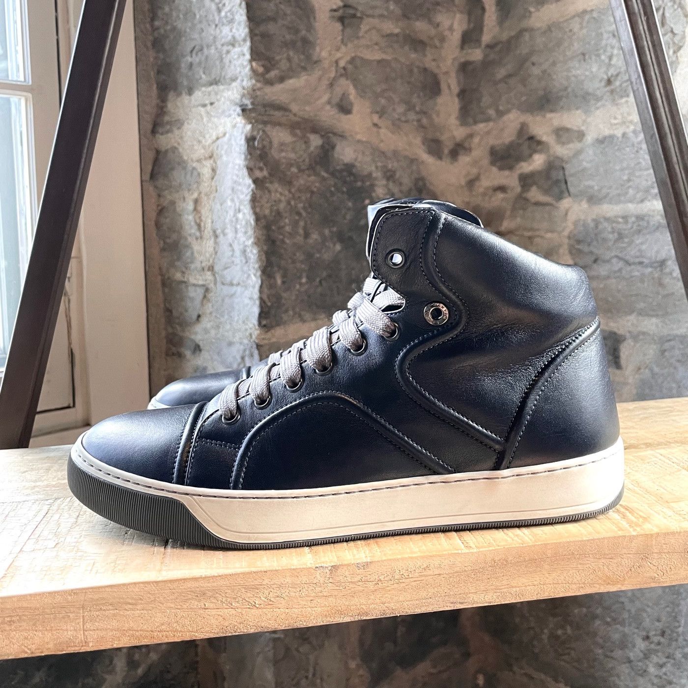 Lanvin Lanvin Navy Leather High Top Sneakers Size US 8 / EU 41 - 6 Thumbnail