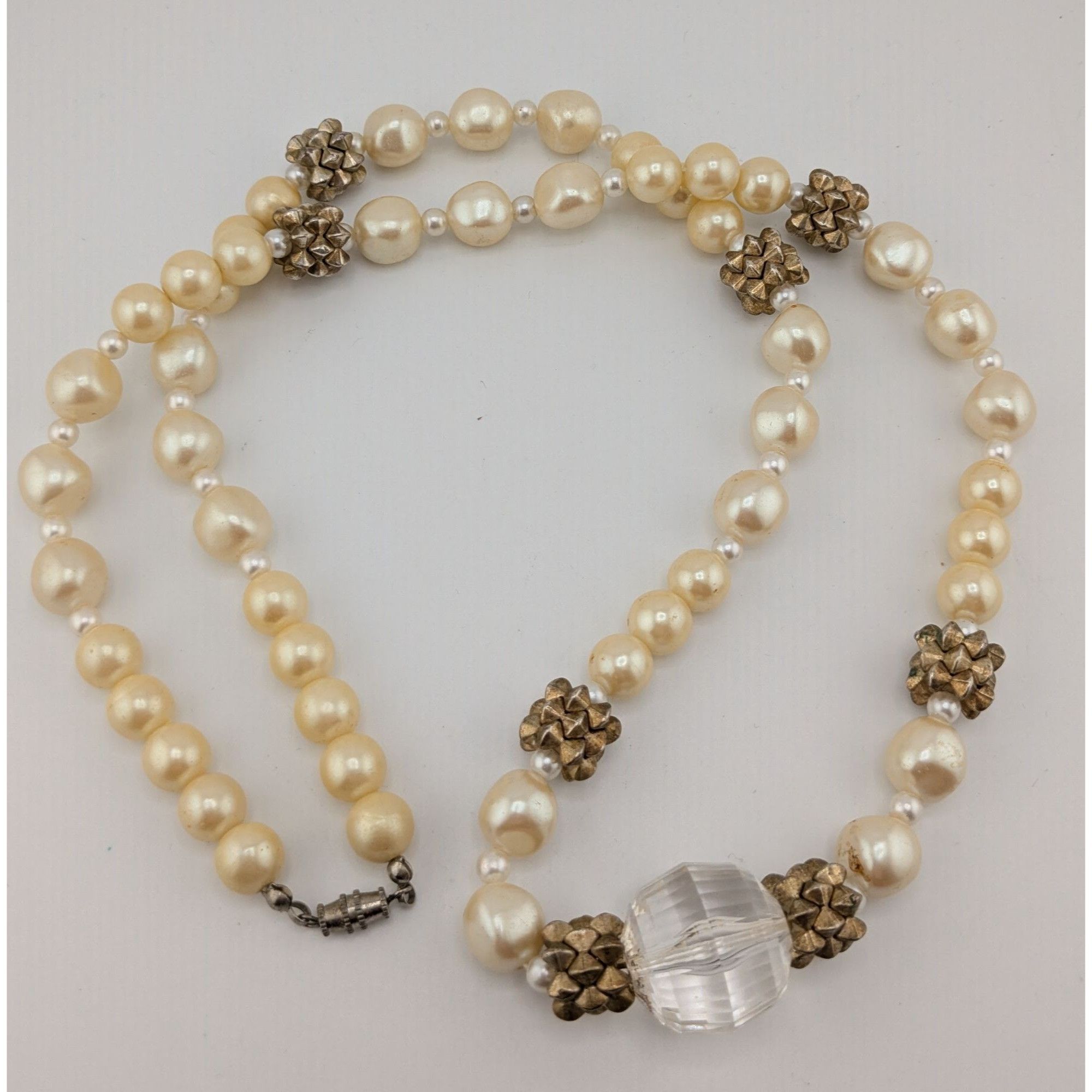 Other Vintage Glam Faux Pearl Necklace With Crystal Accent & Gold- Size ONE SIZE - 5 Thumbnail