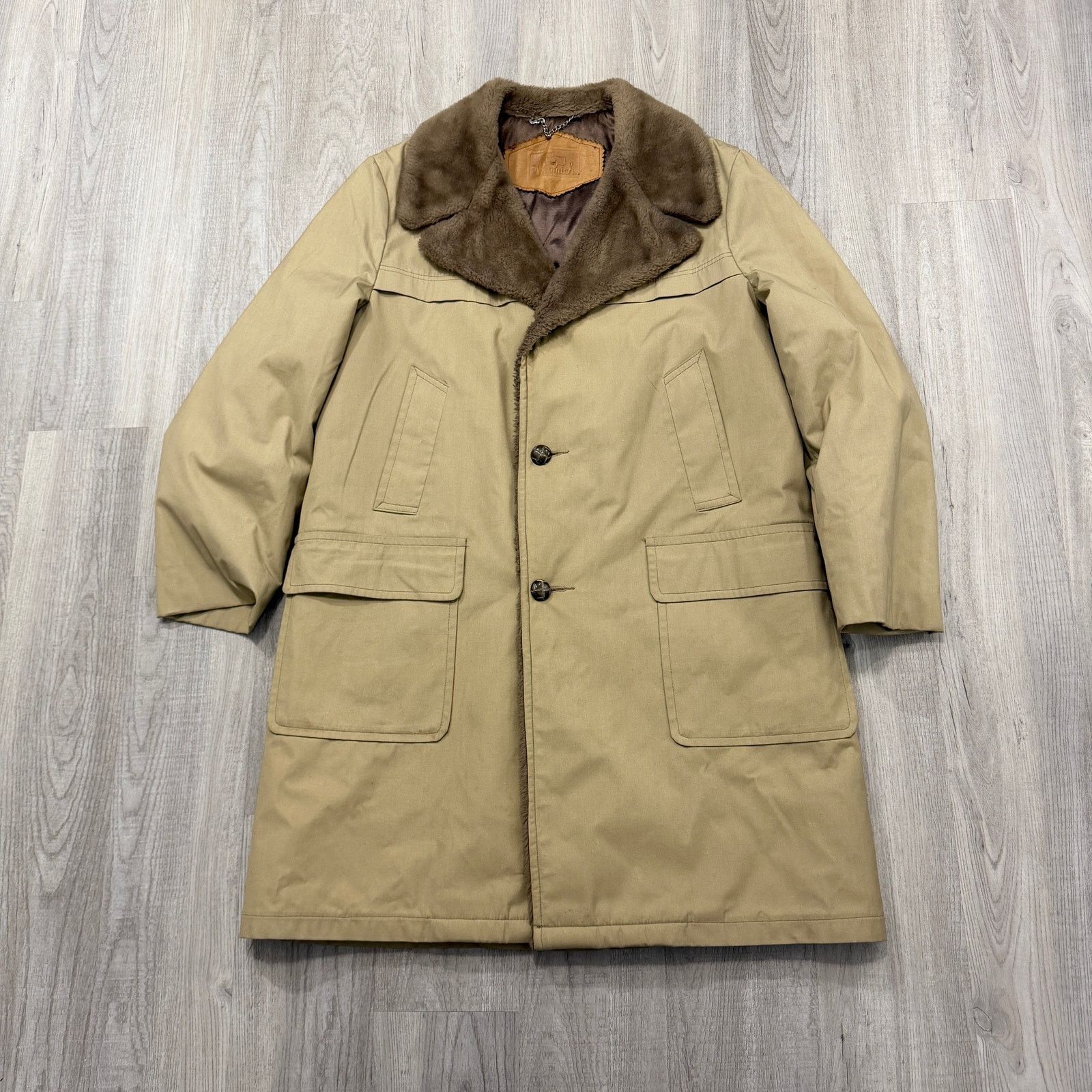 Vintage Vintage Woolrich Jacket Men's 40 Tan Faux Fur Lined Collar Size US L / EU 52-54 / 3 - 1 Thumbnail