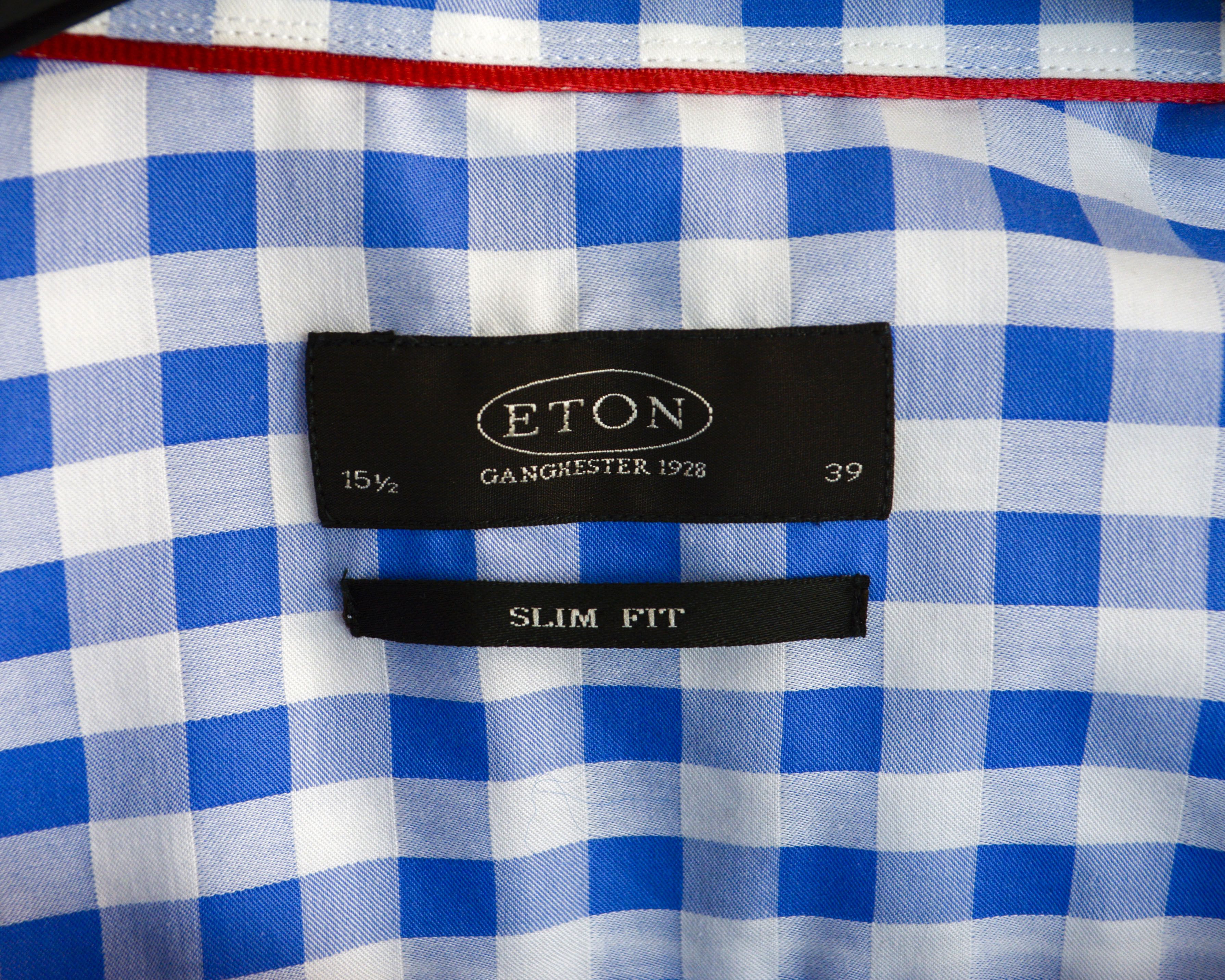 Eton Mens M Shirt 15 1/2" Size 39 Slim Double cuffs Plaid Shirt Size US M / EU 48-50 / 2 - 5 Thumbnail