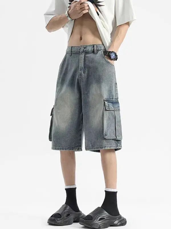 VIBE Light Blue High Street Vintage Loose Fit Denim Shorts Size US 32 / EU 48 - 3 Thumbnail