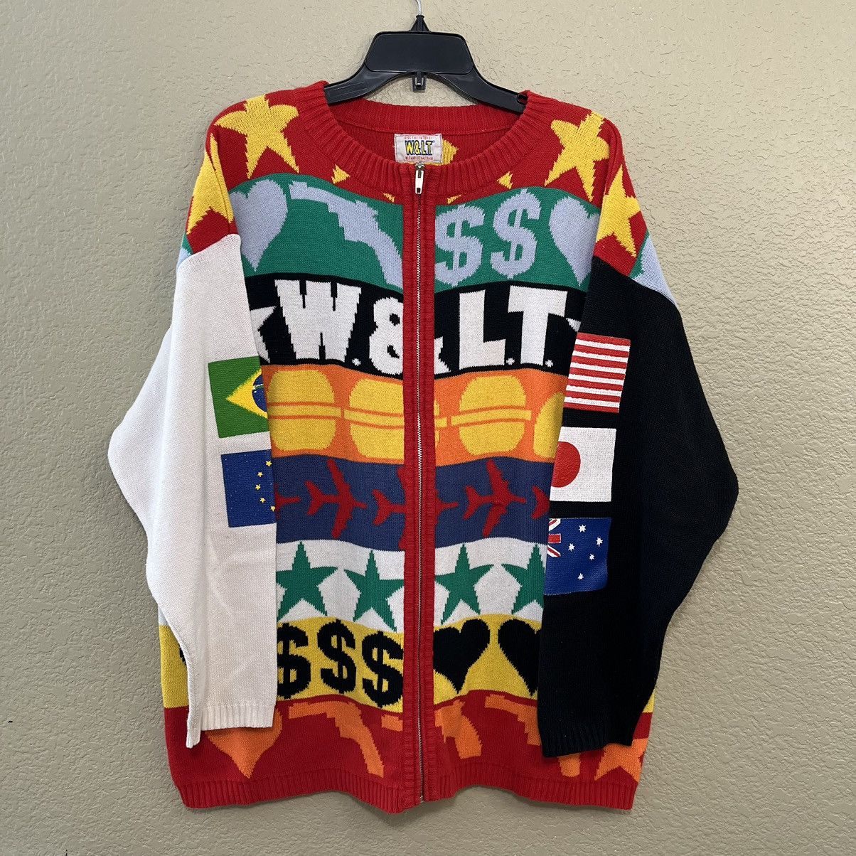 Walter Van Beirendonck W&LT Walter Van Beirendock 90's Logo Knit Zip Sweater Size US L / EU 52-54 / 3 - 2 Thumbnail