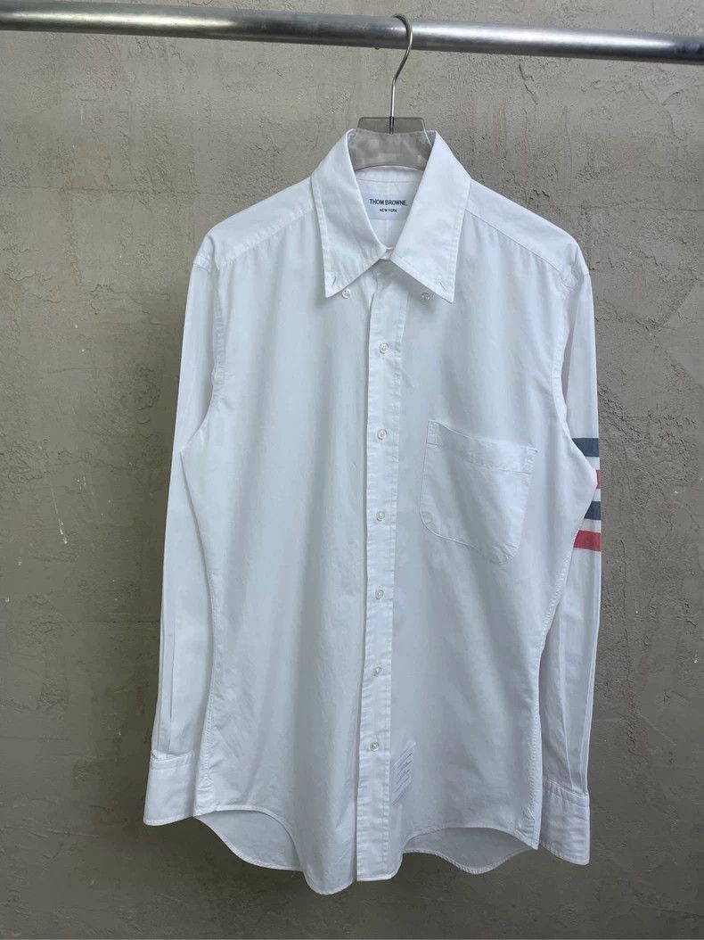 Thom Browne Thom browne White colorful four-striped long-sleeved shirt Size US XS / EU 42 / 0 - 1 Thumbnail