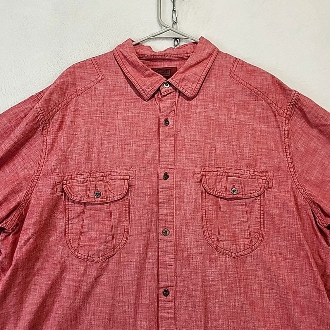 Vintage Foundry Men's 2XL Red Short Sleeve Button-Up Work Shirt Grunge Pocket Casual Shirt Size US XXL / EU 58 / 5 - 6 Thumbnail