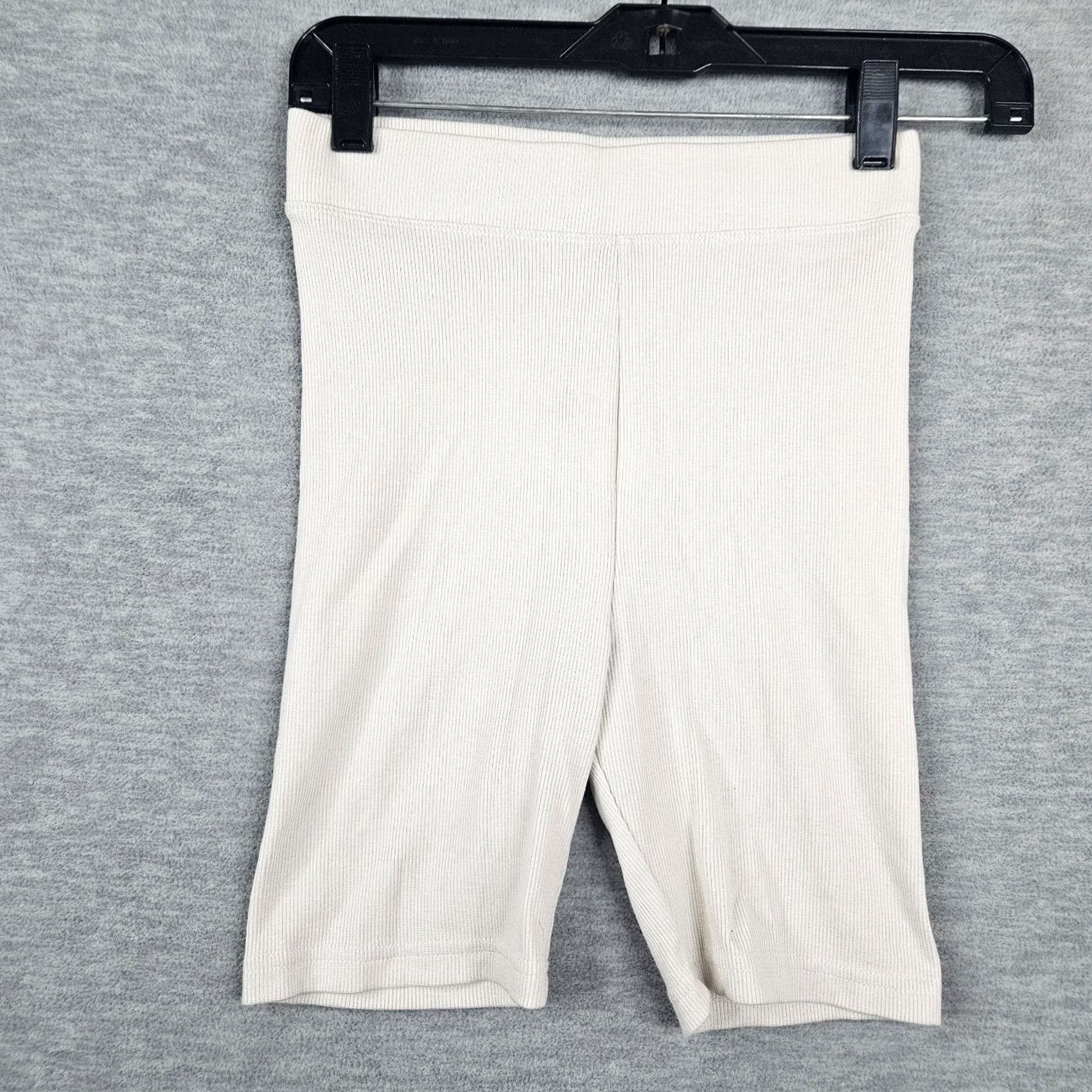 Talentless TALENTLESS Women's Ivory Ribbed Biker Shorts Size S Size 28" / US 6 / IT 42 - 2 Thumbnail
