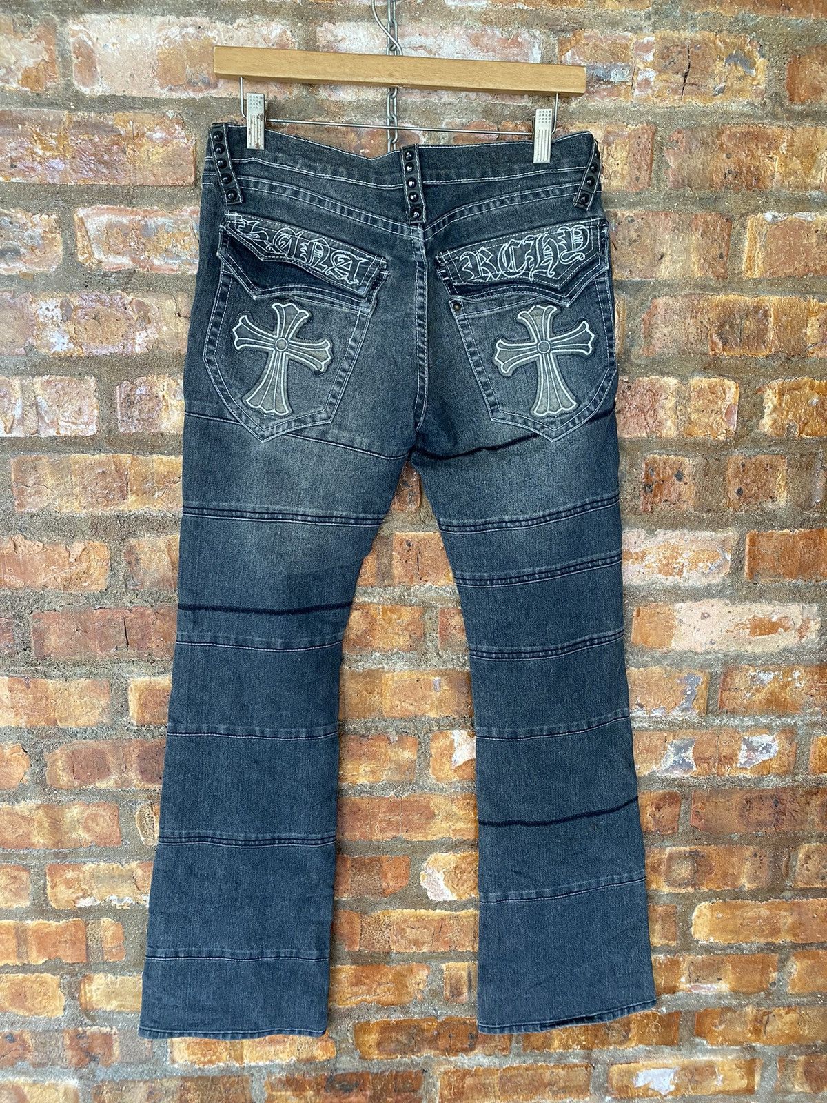 Japanese Brand Vtg H.Anarcy H.Naoto hagi cross paints wax flare pants Size US 31 - 3 Thumbnail