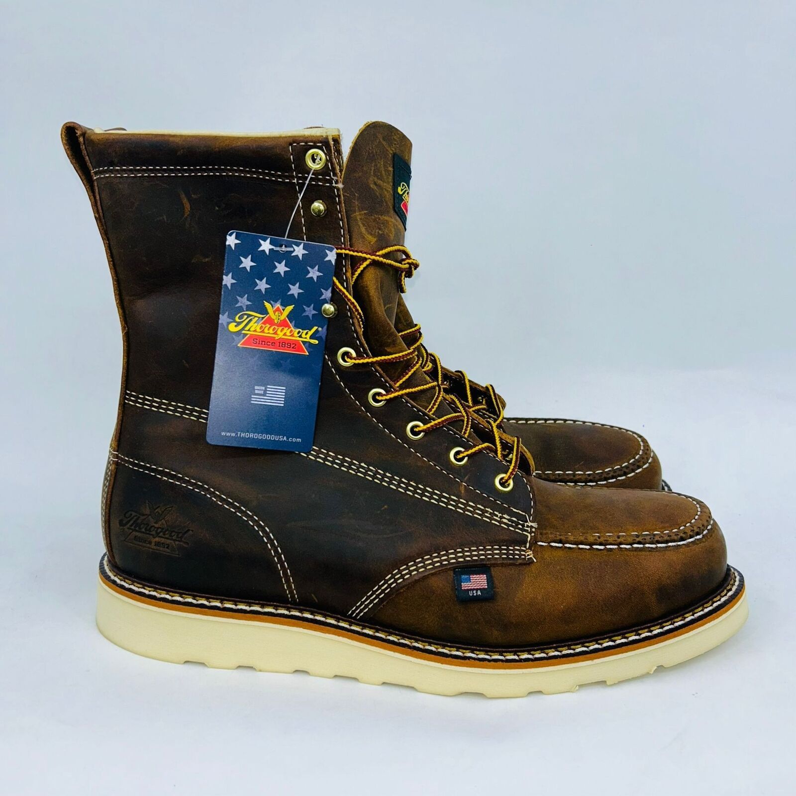 Merrell THOROGOOD MEN'S 8" MOC TOE SAFETY WORK BOOTS SIZE 10D Size US 10 / EU 43 - 1 Thumbnail