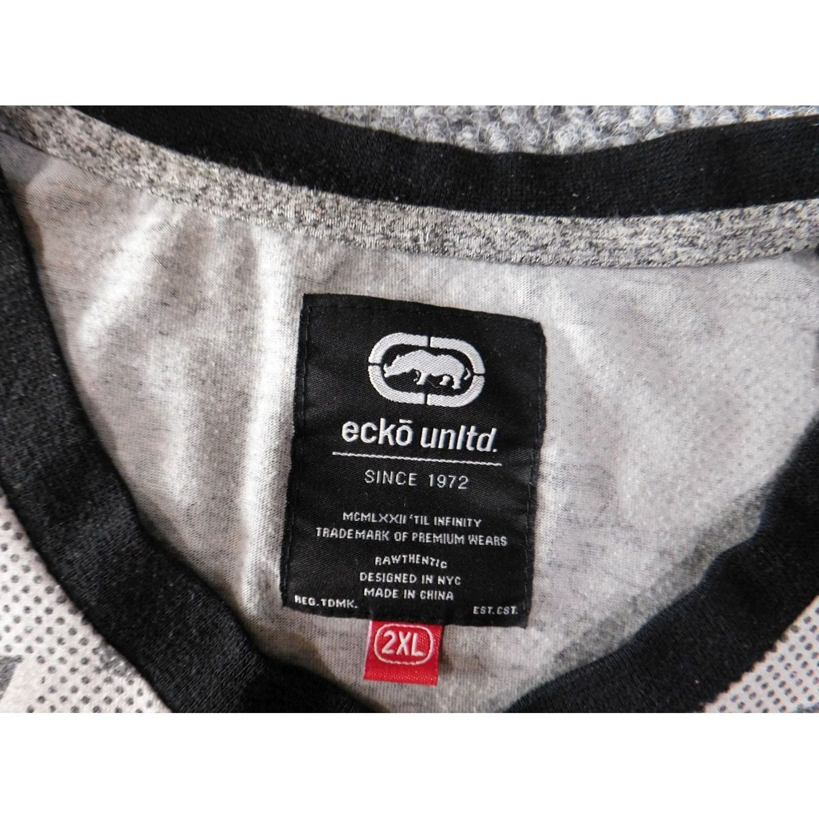 Ecko Unltd. Ecko Unltd Shirt 2XL Gray V-Neck Camouflage Logo Hip Hop Short Sleeve Vintage No Size US XXL / EU 58 / 5 - 5 Thumbnail