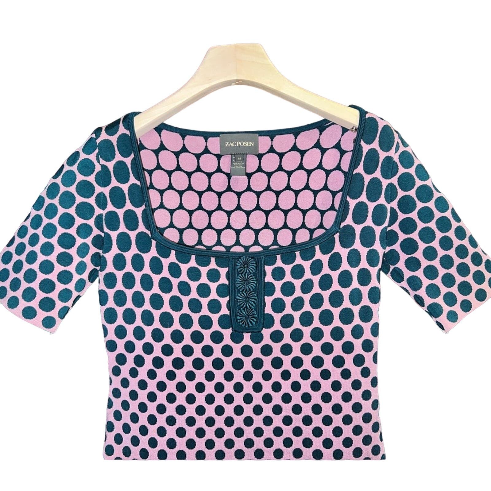Zac Posen Zac Posen Polka Dot Knit Dress Size Medium Pink Green Size M / US 6-8 / IT 42-44 - 3 Thumbnail