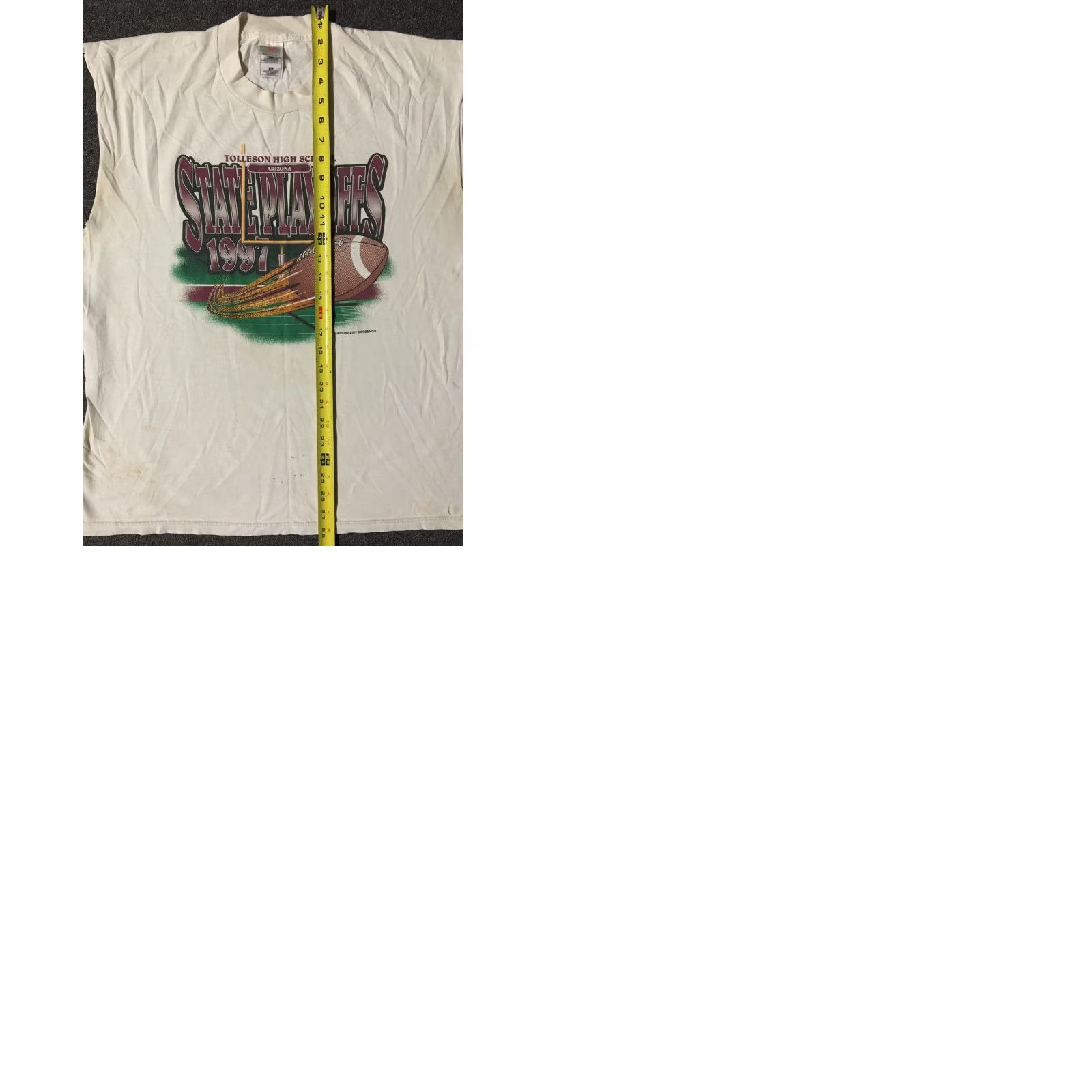 Fruit Of The Loom VINTAGE Tolleson High School Football State Playoffs Faded Distressed XL T-Shirt Men White 90s Grunge Shirt Size US XL / EU 56 / 4 - 9 Thumbnail