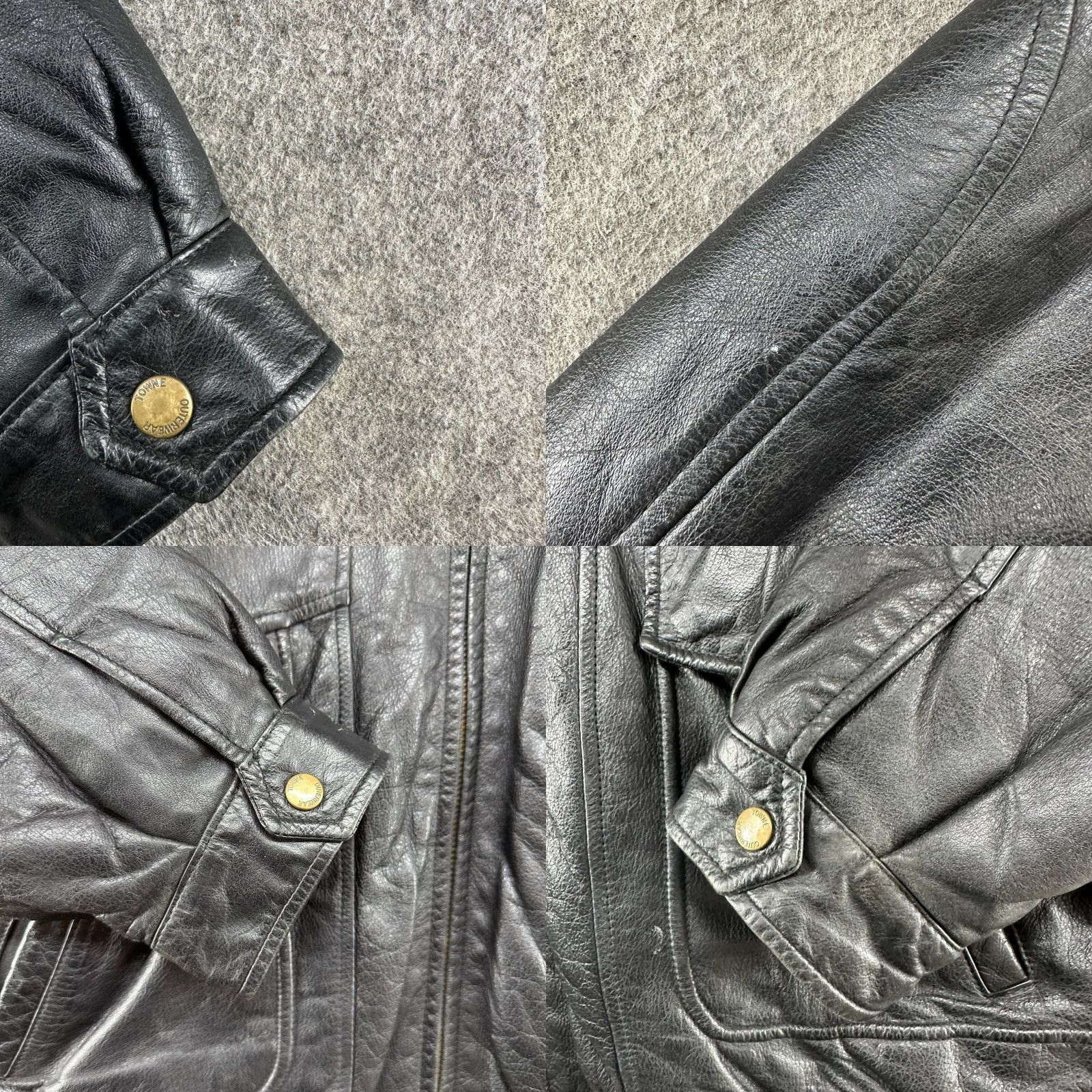 London Fog VINTAGE Towne London Fog Leather Bomber Jacket Mens XL Black Quilted Lined 90s Motors/Biker Accessories? Size US XL / EU 56 / 4 - 8 Thumbnail