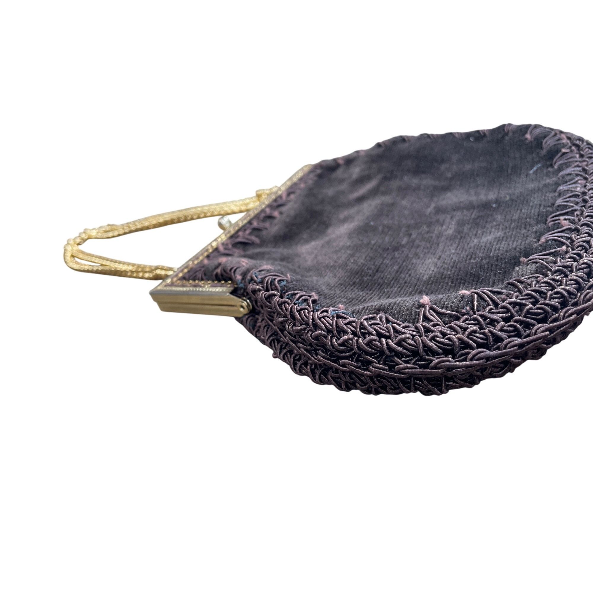 Handmade Italian handmade womans brown fabric gold ware kisslock hand Size ONE SIZE - 2 Thumbnail