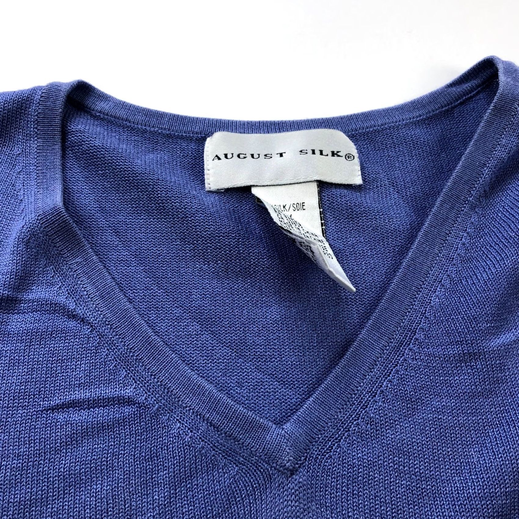 Vintage August Silk Plus 1X Silk V-Neck Pullover Sweater Blue Purple Womens 1X Pullover Knit Crew Neck Casual Party/Cocktail Size XL / US 12-14 / IT 48-50 - 2 Thumbnail
