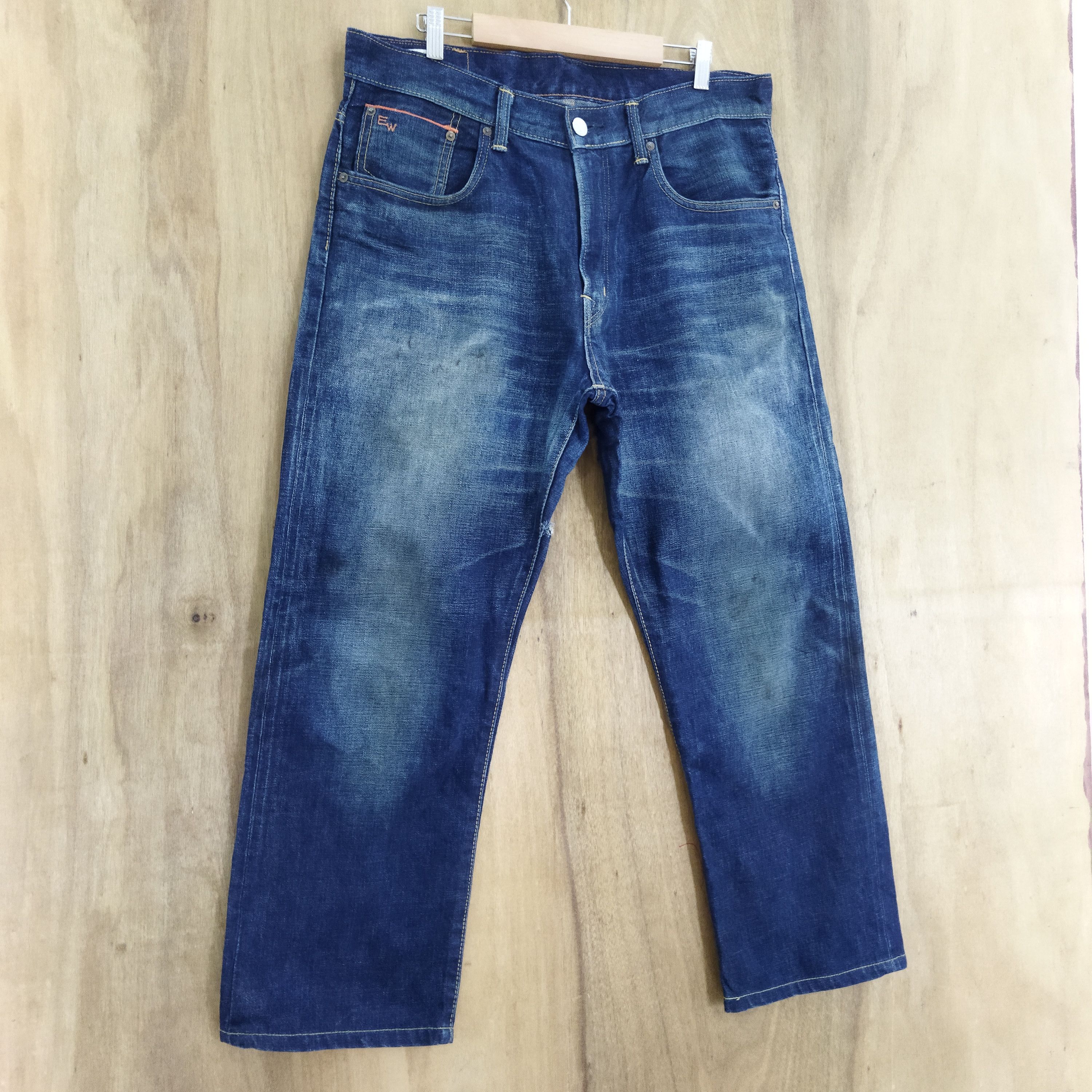 Edwin × Vintage EDWIN 505 BLUE RUSTY JEANS PANTS Size US 34 / EU 50 - 1 Thumbnail