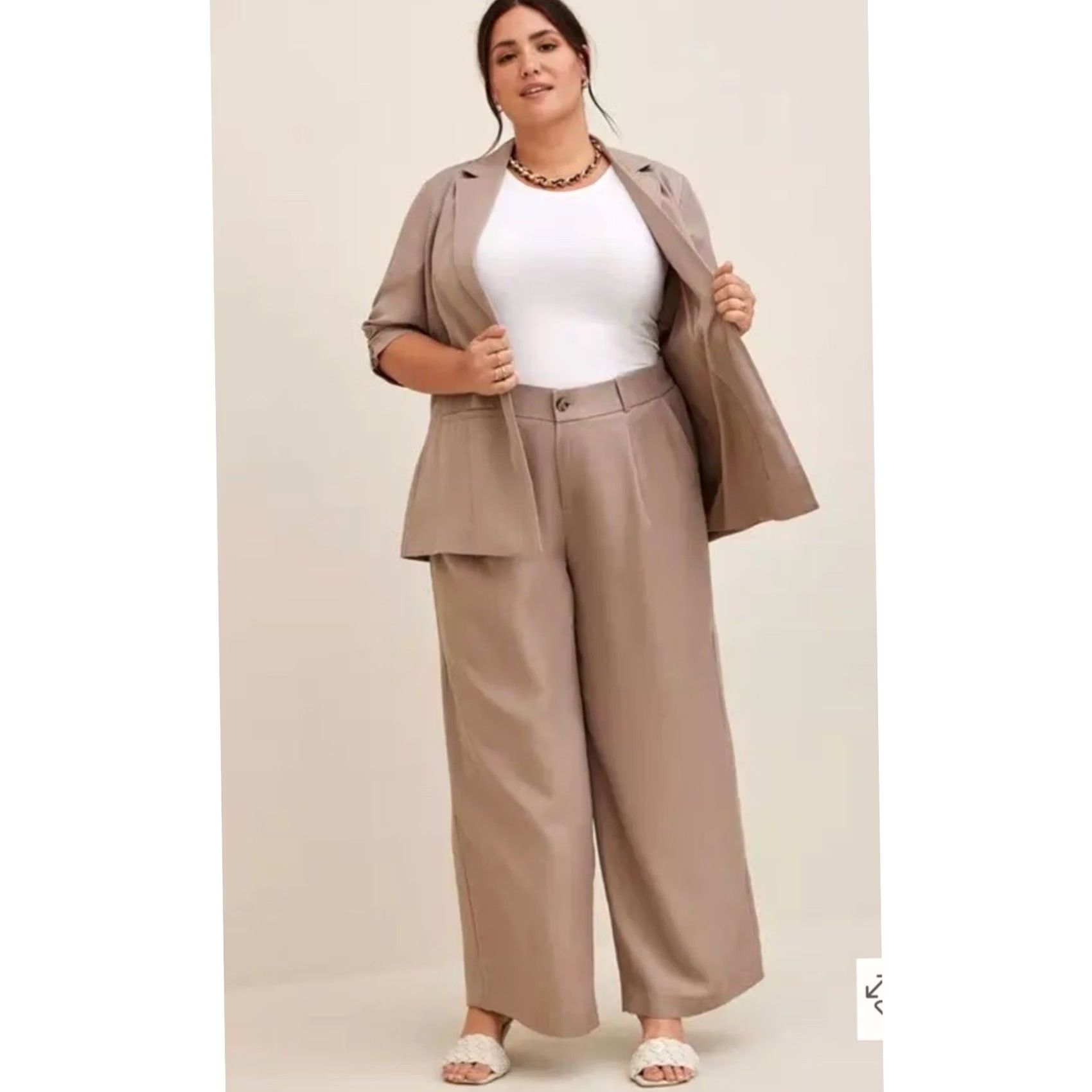 Torrid Torrid Plus Size Linen Wide Leg Pants Brown Flax Tan Size 42" / US 20 - 2 Thumbnail