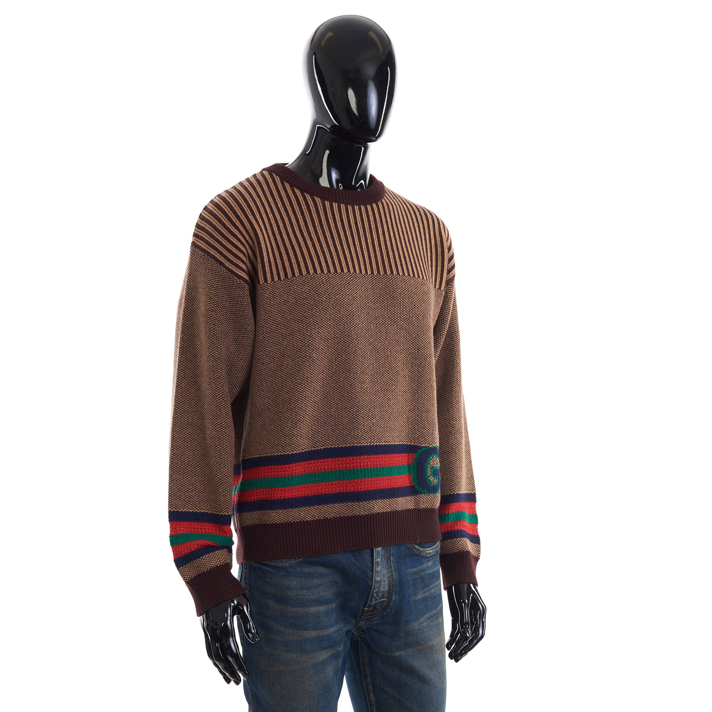 Gucci Cotton Wool Jumper With GG In Brown And Camel Size US S / EU 44-46 / 1 - 8 Thumbnail