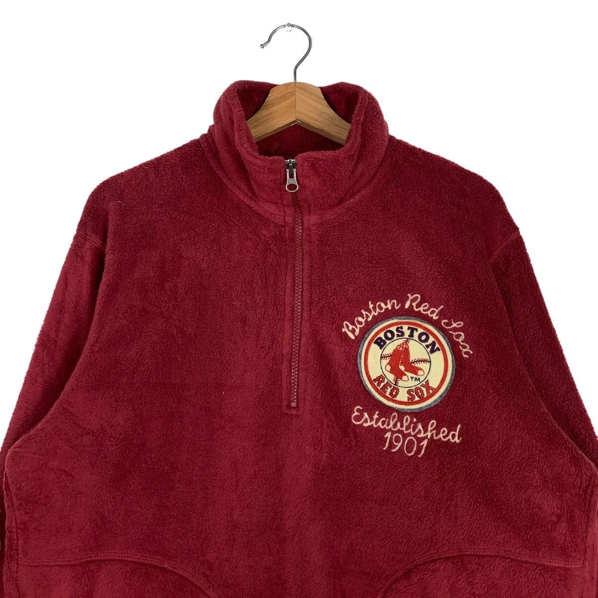 Japanese Brand MLB BOSTON RED SOX Half Zip Turtle Neck Fleece #0044-C3 Size US XL / EU 56 / 4 - 5 Thumbnail