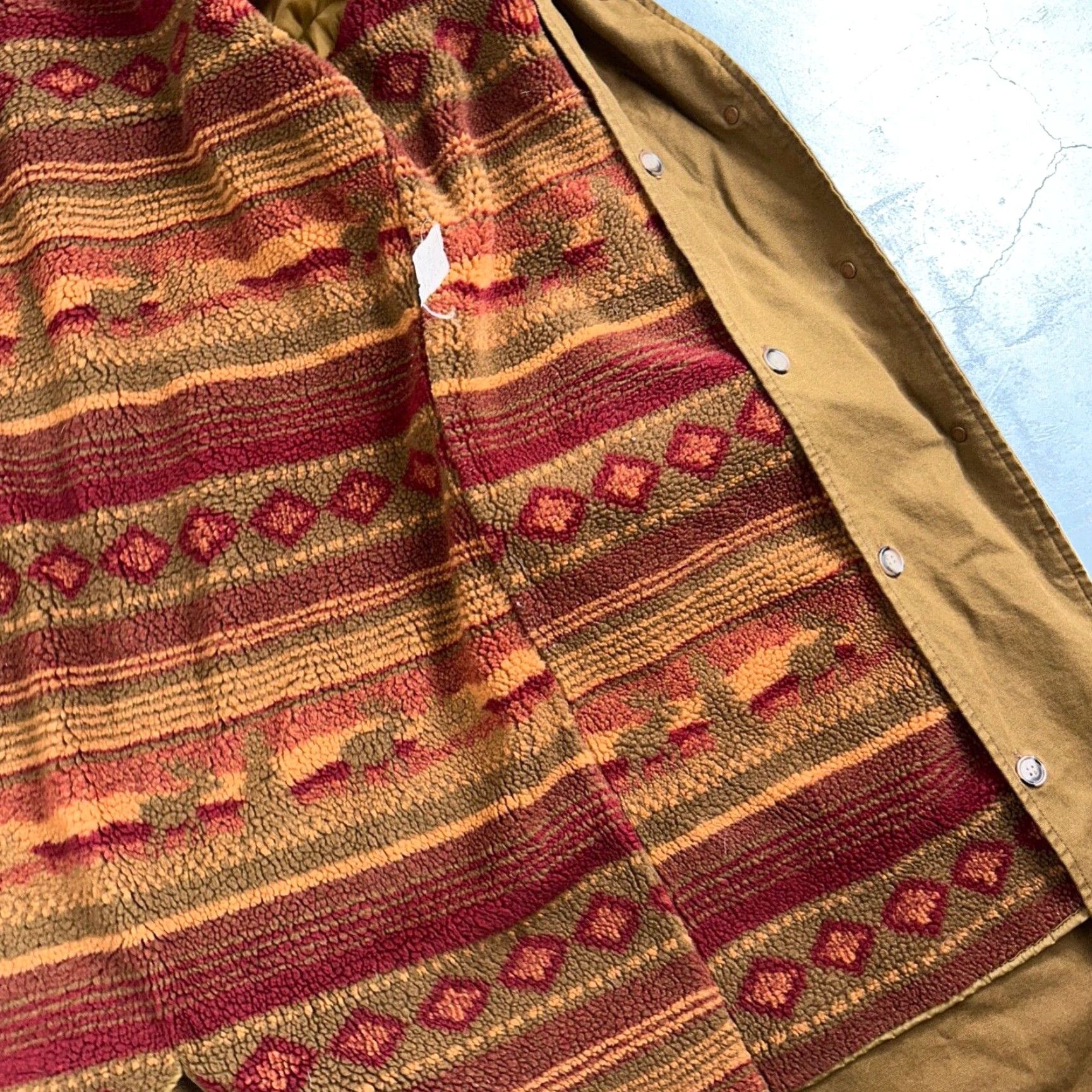 Vintage VINTAGE L.L. Bean Aztec Canvas Coat Womens M Beige Lined Removable Lining Pockets Button Long Size M / US 6-8 / IT 42-44 - 5 Thumbnail