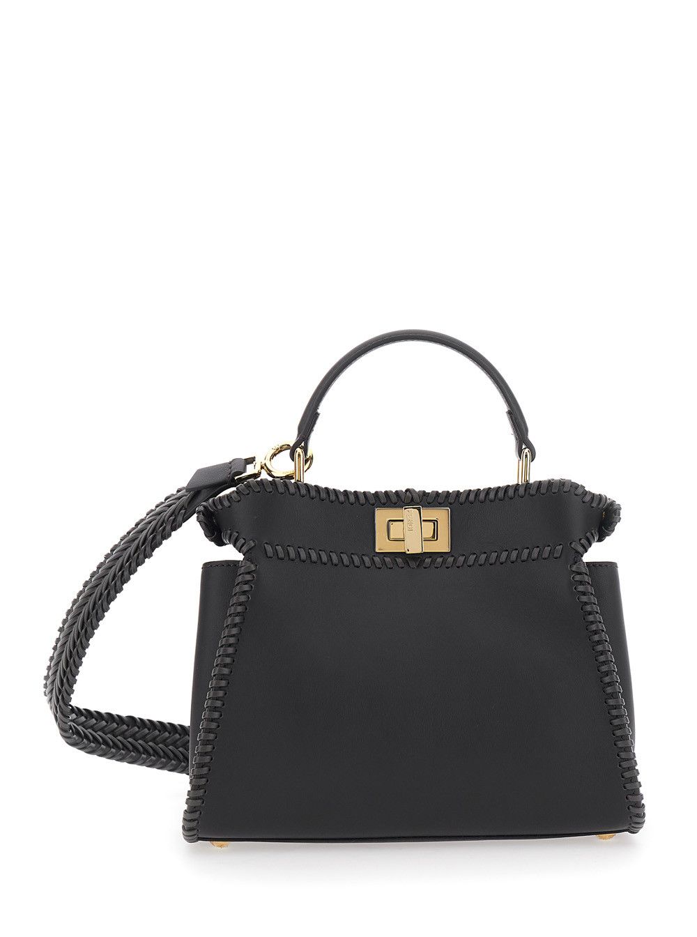 Fendi 'Mini Peekaboo' Black Handbag with Twist Lock in Leather Woman Size ONE SIZE - 1 Thumbnail