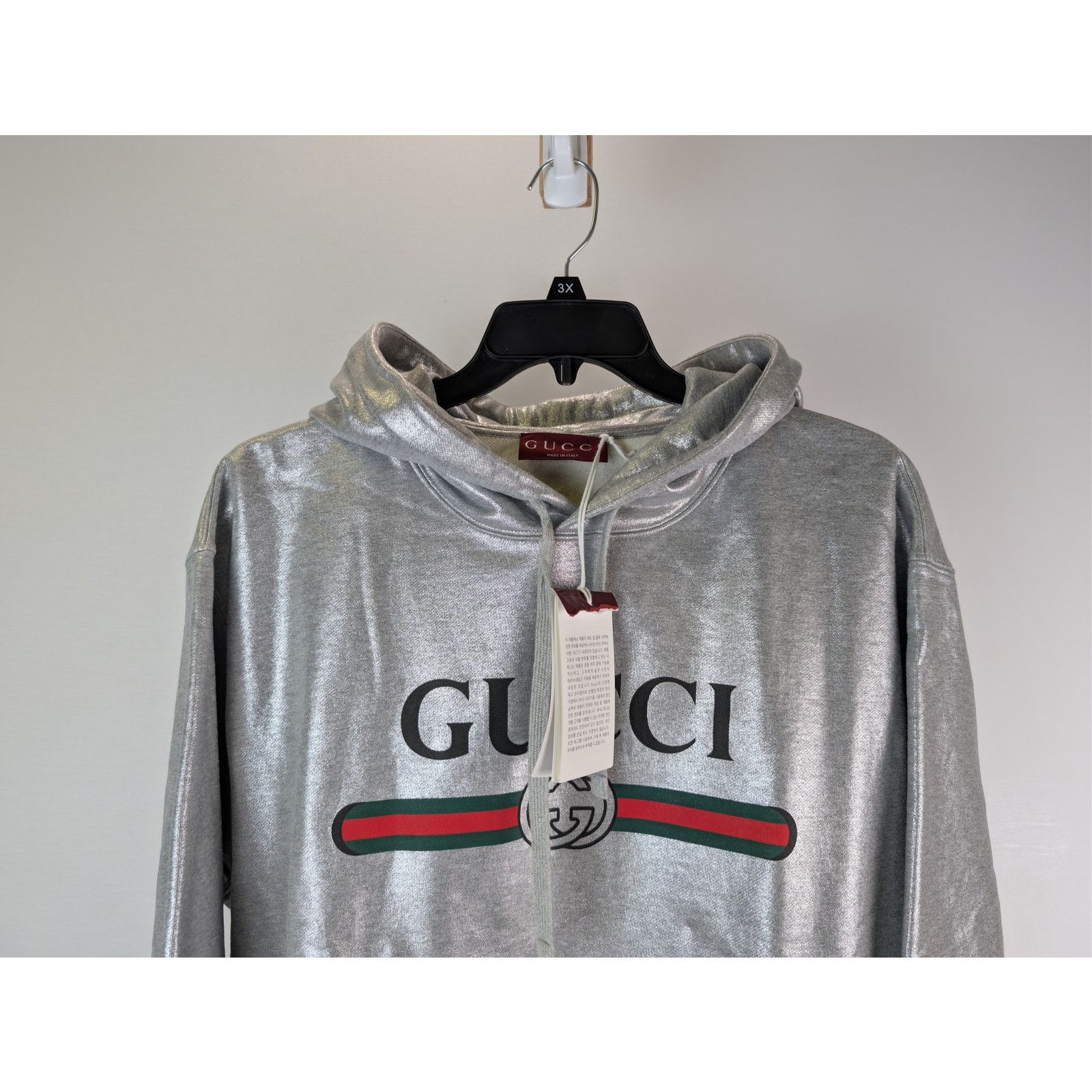 Gucci o1rshd1 Printed Cotton Jersey Hoodie Sweatshirt in Grey Size US L / EU 52-54 / 3 - 3 Thumbnail