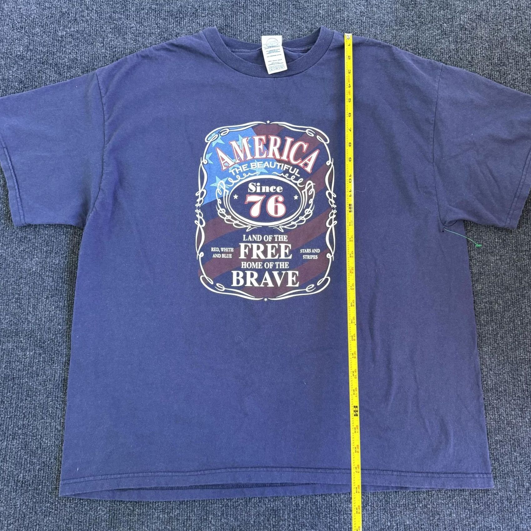 Vintage Delta Pro Weight Shirt Mens XL Blue USA Graphic T-Shirt Patriotic America The Beautiful 76 Land Of The Free Womens? Mens Size US XL / EU 56 / 4 - 7 Thumbnail