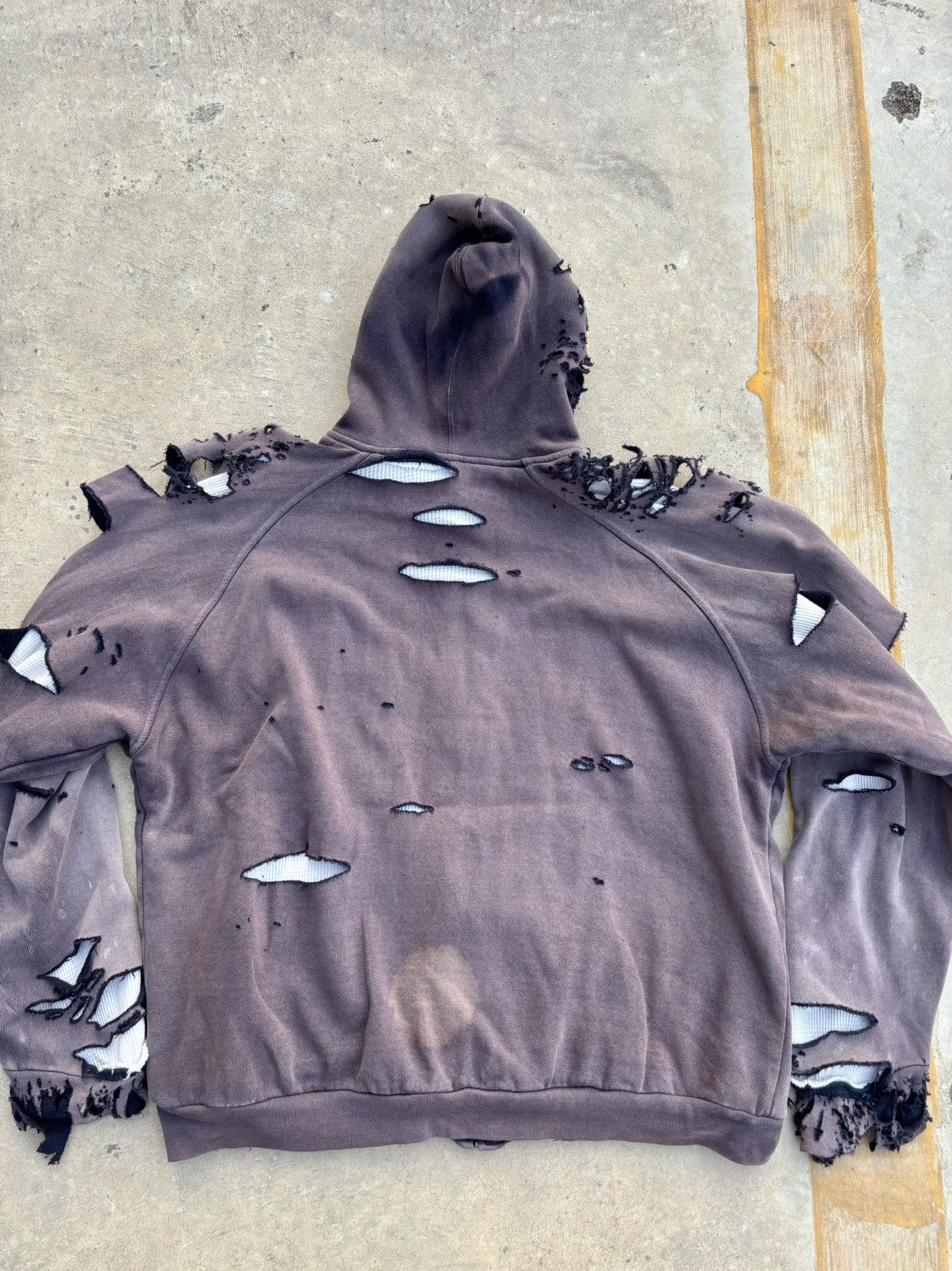Vintage BOXY THRASHED THERMAL WAFFLE ZIP HOODIE Size US XL / EU 56 / 4 - 24 Thumbnail