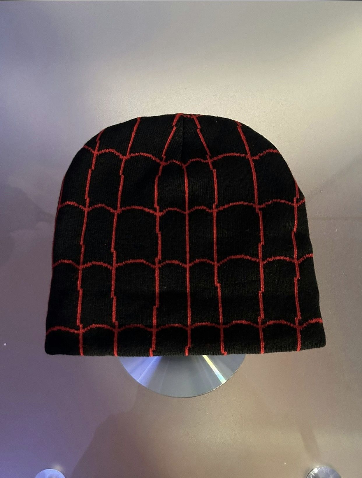Japanese Brand Eyes Web Knitted beanie (black+red) Size ONE SIZE - 3 Thumbnail