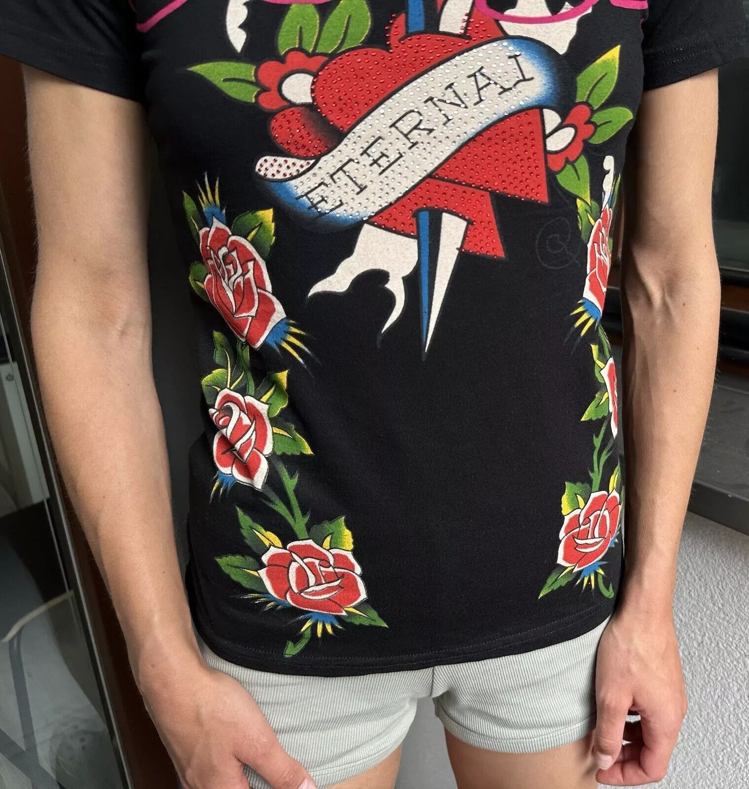 Ed Hardy Ed Hardy Eternal Heart Womens T-shirt Top Black Size S Size S / US 4 / IT 40 - 6 Thumbnail