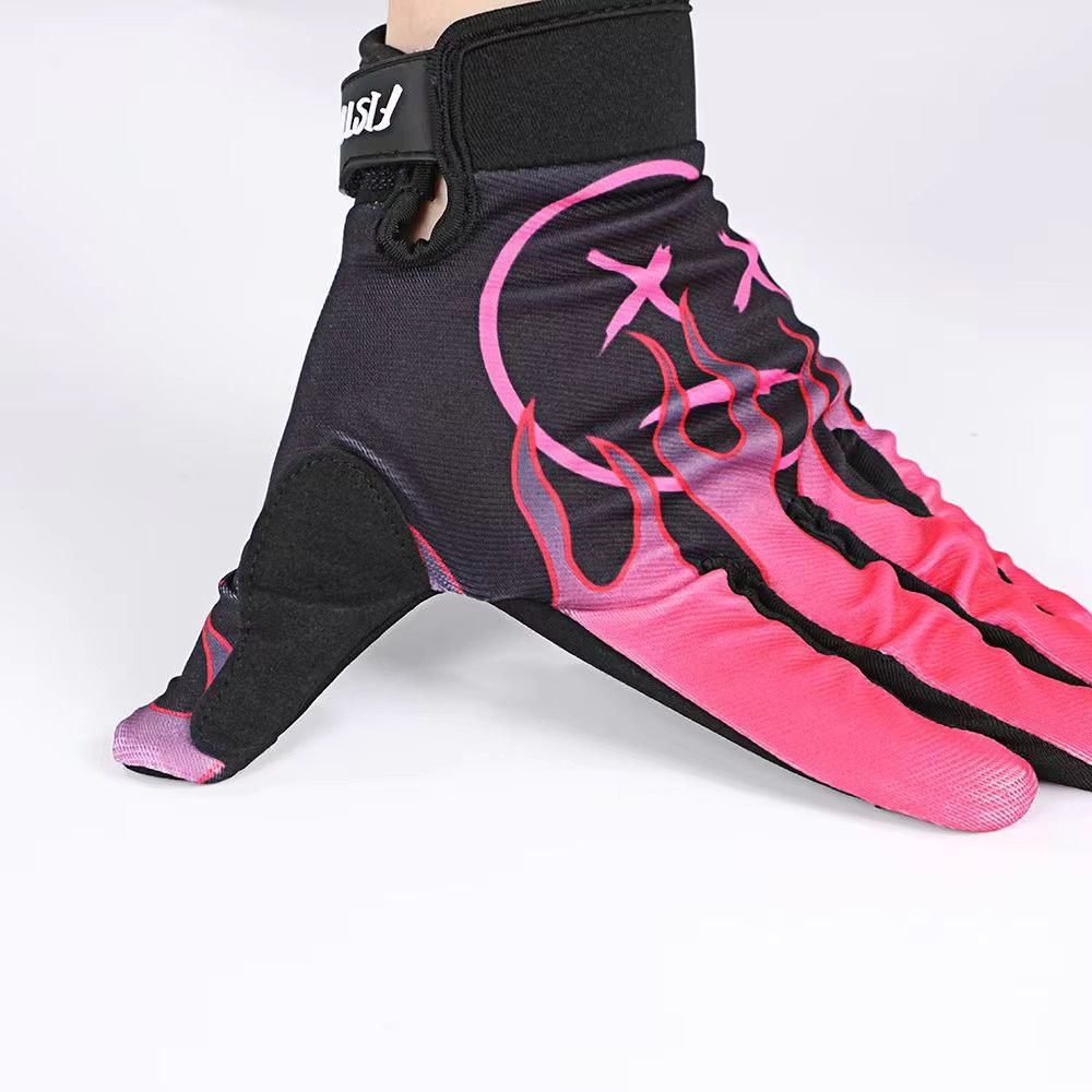 Jewelry Personality Pink Flame Wheel Riding Bike Long Finger Gloves Size ONE SIZE - 4 Thumbnail