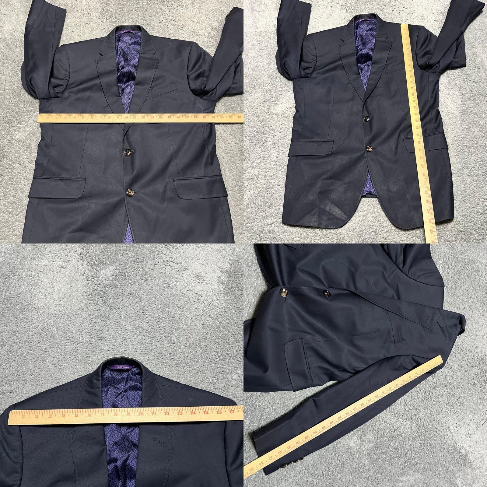 Ted Baker TED BAKER Endurance Blazer Mens 42 Navy Wool Sport Coat Jacket Pick Stitching Size 42R - 8 Thumbnail