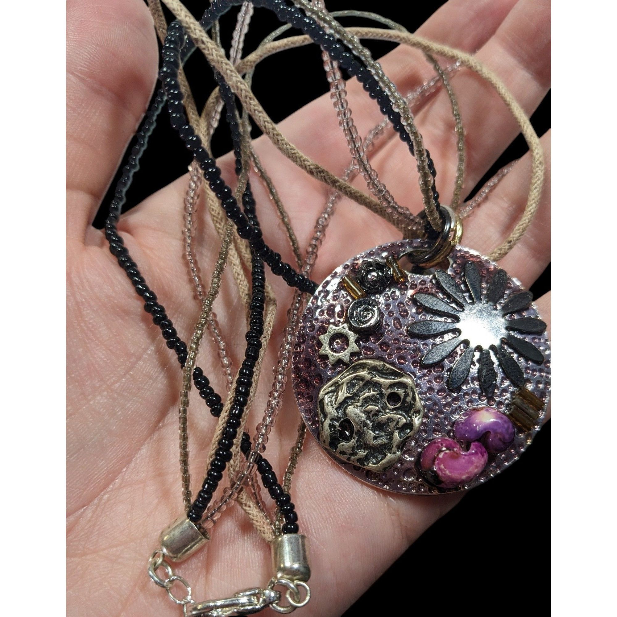 Other "Sea Resin" Artisan Crafted Purple And Silver Tone Pendant N Size ONE SIZE - 3 Thumbnail