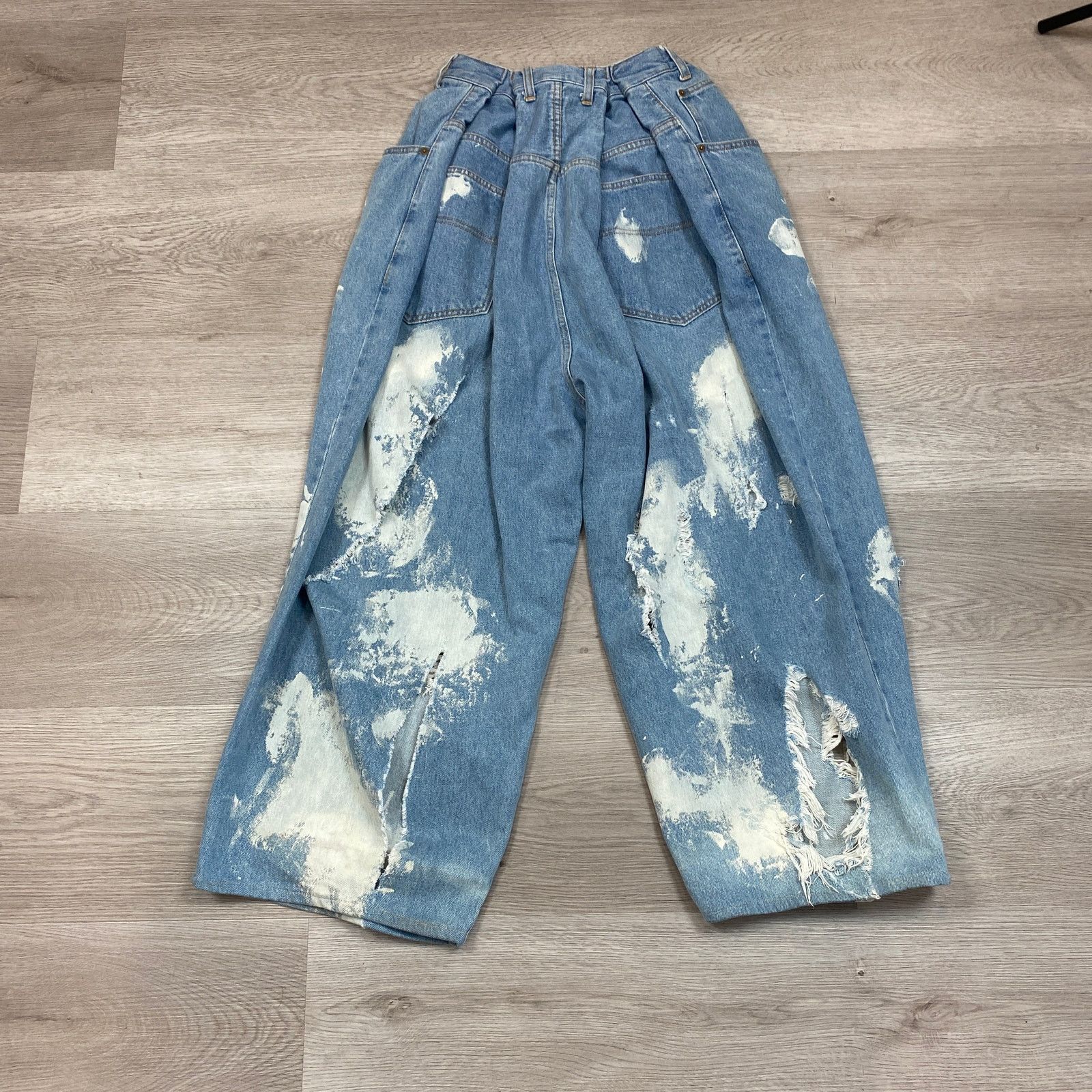 Designer × Japanese Brand Rare Mikio Sakabe Jenny Fax Distressed Acid Wash Jean Medium Size 23" - 3 Thumbnail