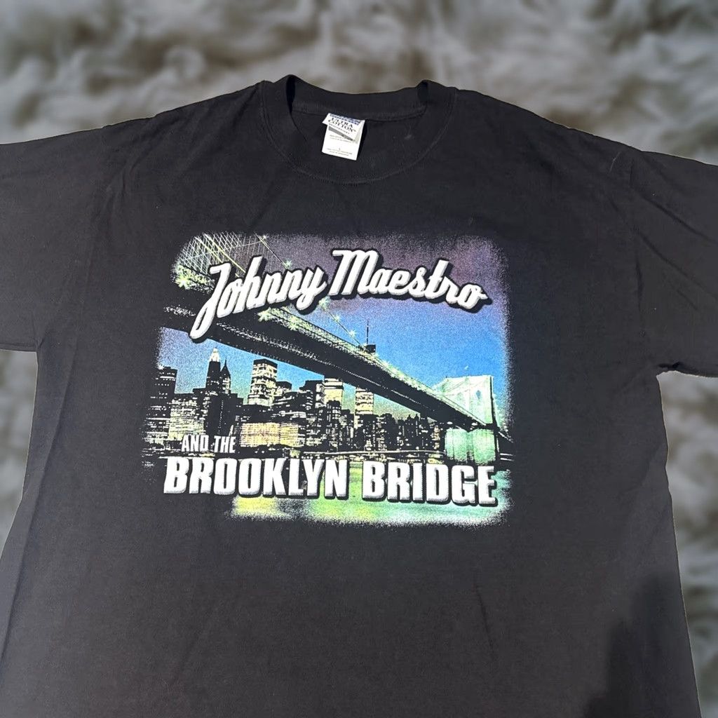 Gildan VINTAGE Johnny Maestro And The Brooklyn Bridge T Shirt Mens L Black Music Retro Shirt Size US L / EU 52-54 / 3 - 1 Thumbnail