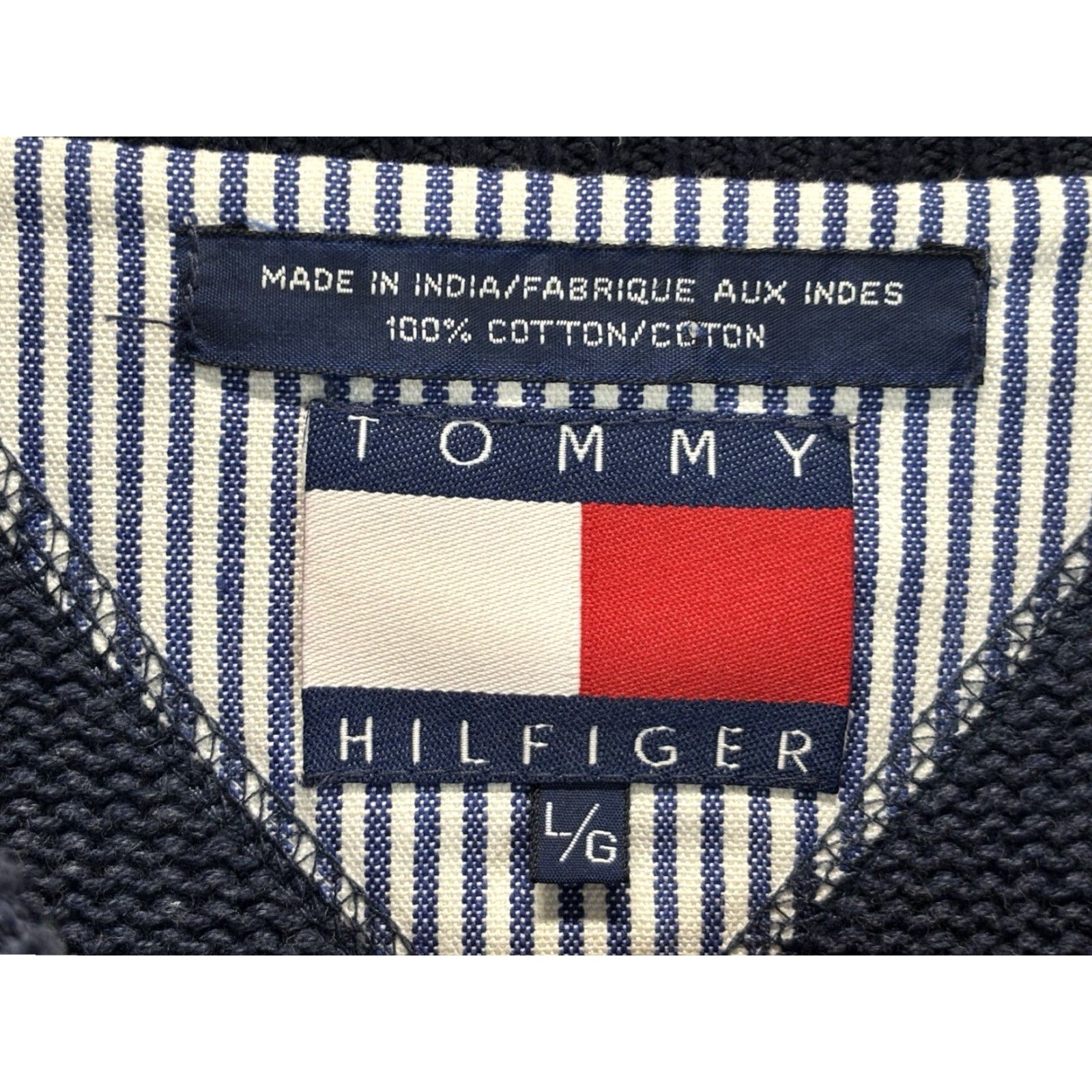 Tommy Hilfiger VINTAGE Tommy Hilfiger Sweater Shirt Men’s Large Blue Crew Knit Cotton 90s Crest Pullover Mens Size US L / EU 52-54 / 3 - 5 Thumbnail