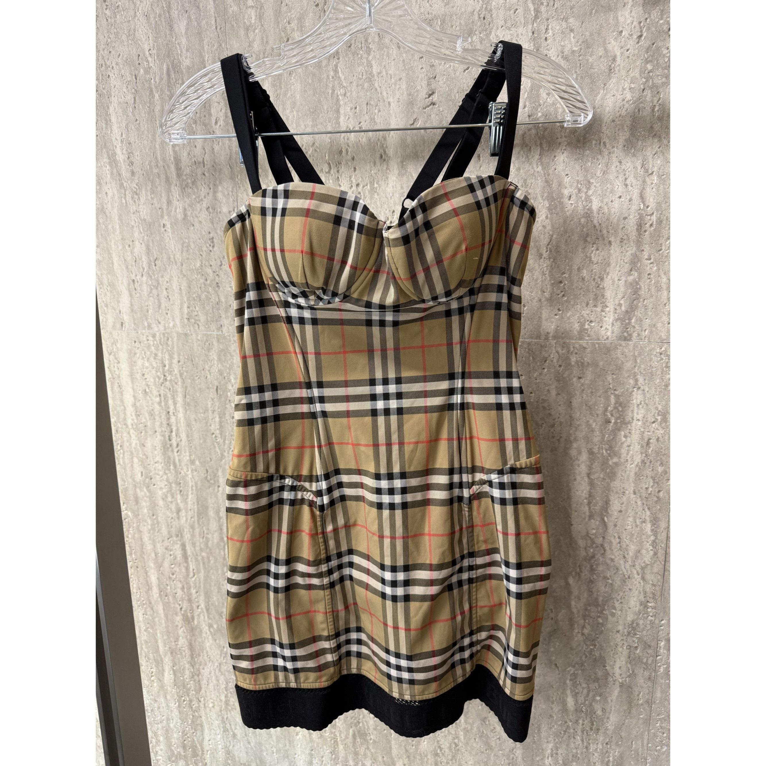 Burberry Burberry Womens Checkered Bustier Dress With Zipper Back & A Size M / US 6-8 / IT 42-44 - 1 Thumbnail