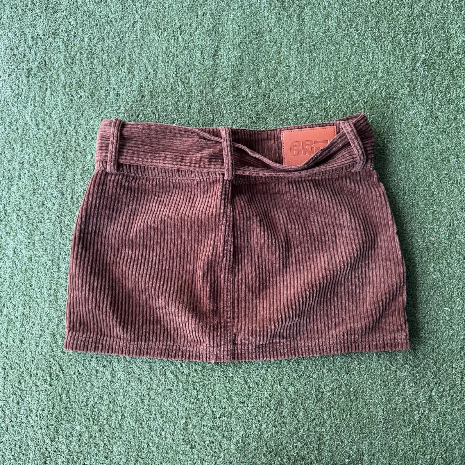 Designer Y2K Brown Corduroy Princess Polly Mini Skirt with Belt Size ONE SIZE - 2 Thumbnail
