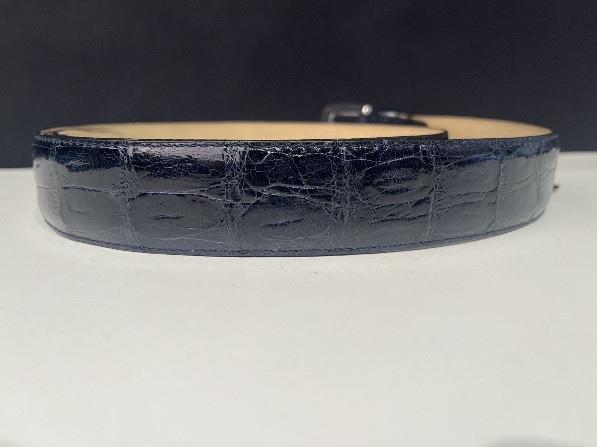 Vintage erreghé genuine crocodile leather navy belt Italian DS 70’s Size 30 - 2 Thumbnail