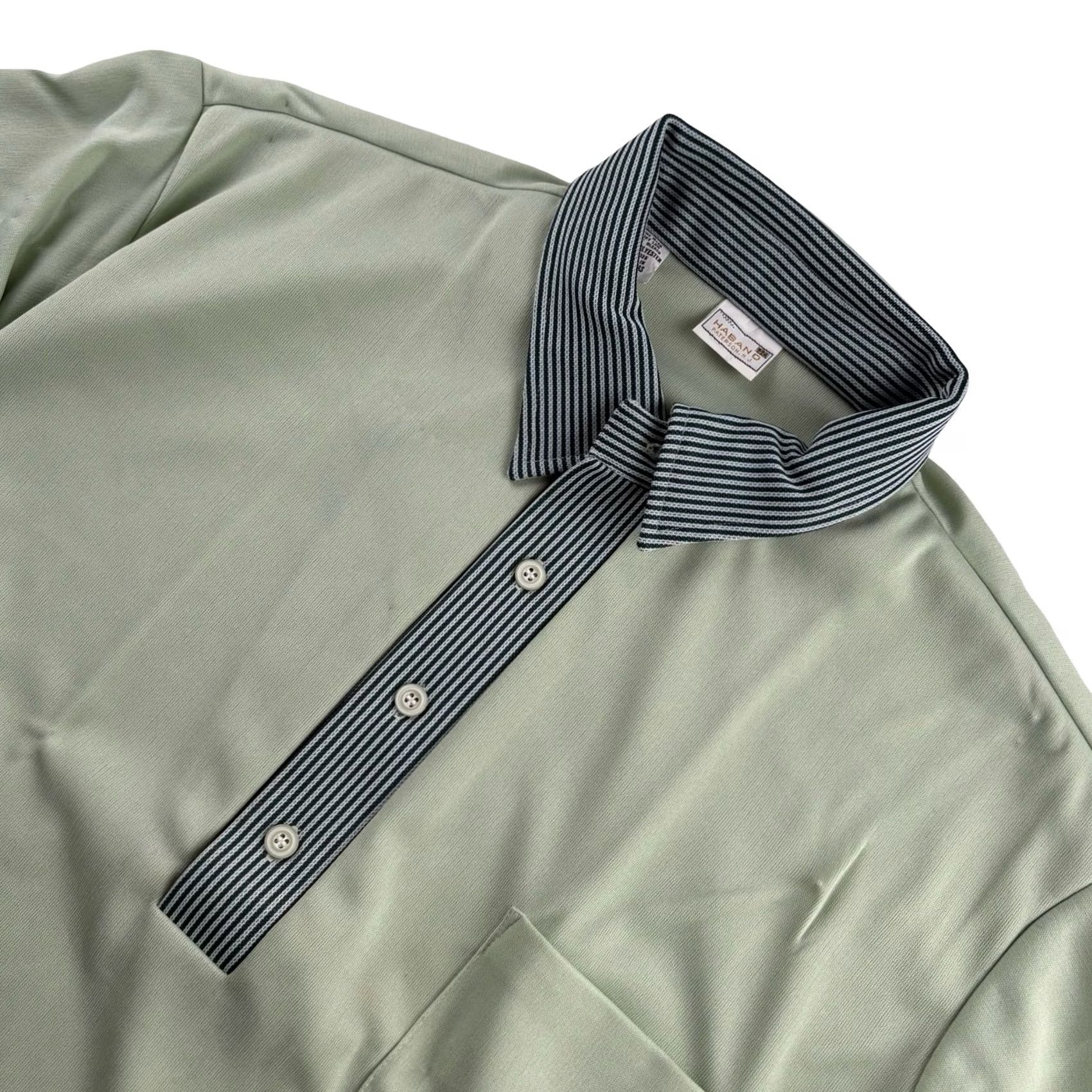 Haband VINTAGE Haband Men’s 1970s S/S Collared Polo Shirt Green 2XL Polo-Style Button-Front Short Sleeve Polyester Mens 1970s Green 2XL 100% Polyester Disco Size US XXL / EU 58 / 5 - 2 Thumbnail