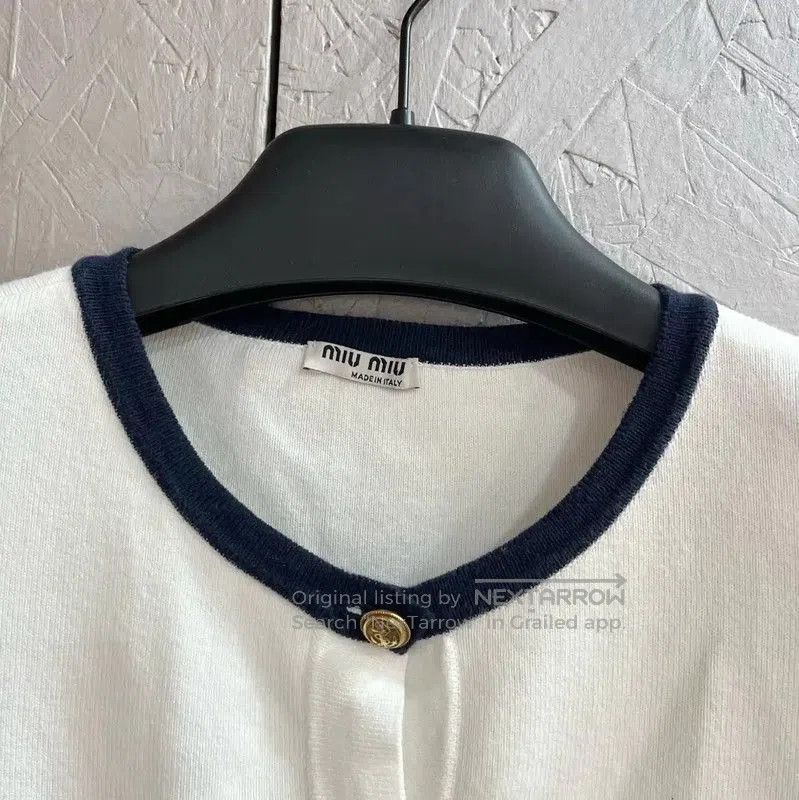 Miu Miu Miu Miu White Cotton Short-Sleeve Sweater . Size S / US 4 / IT 40 - 2 Thumbnail