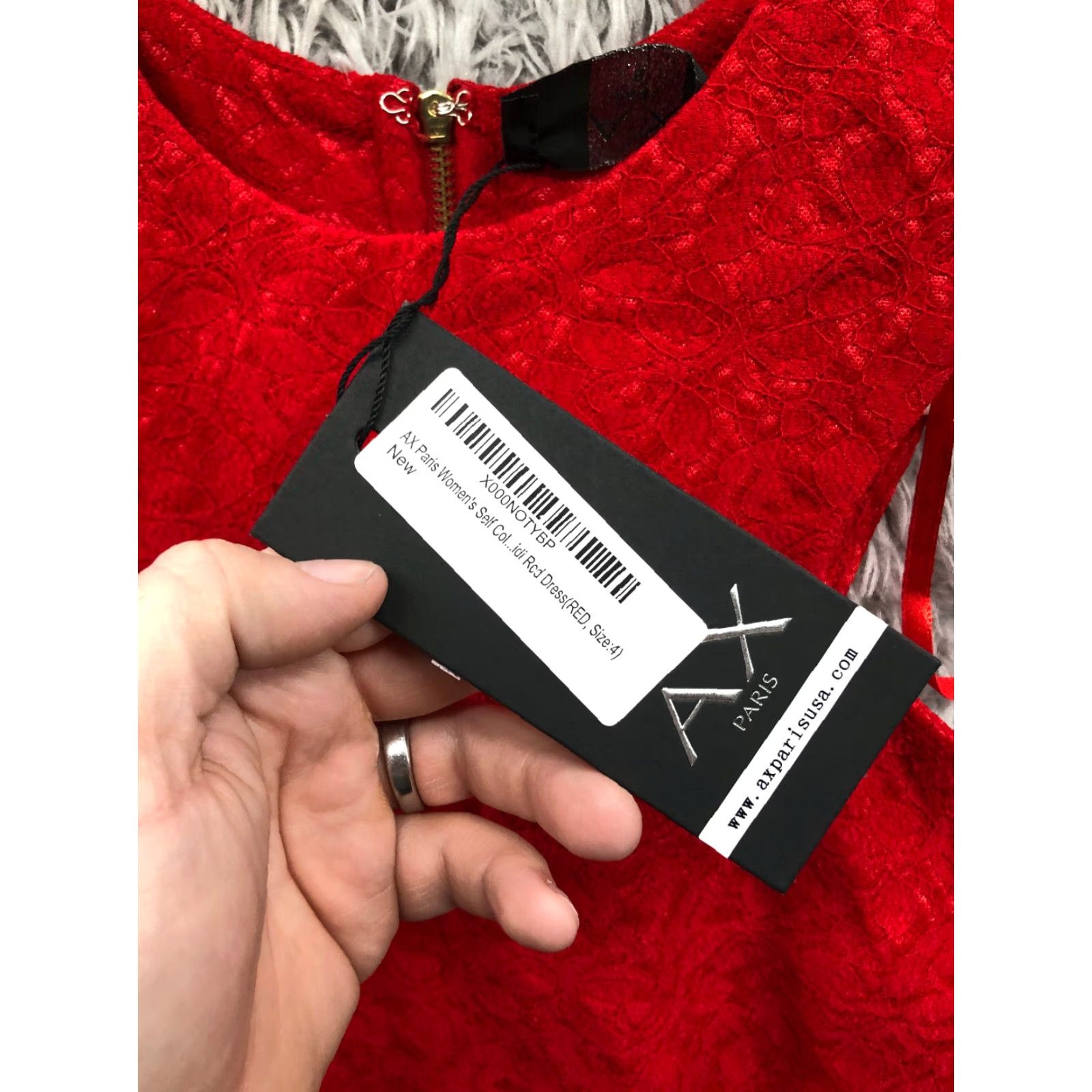 Vintage AX PARIS Cut In Neck Midi Dress Size 4 Womens Bonded Lace Red Dress Size S / US 4 / IT 40 - 7 Thumbnail
