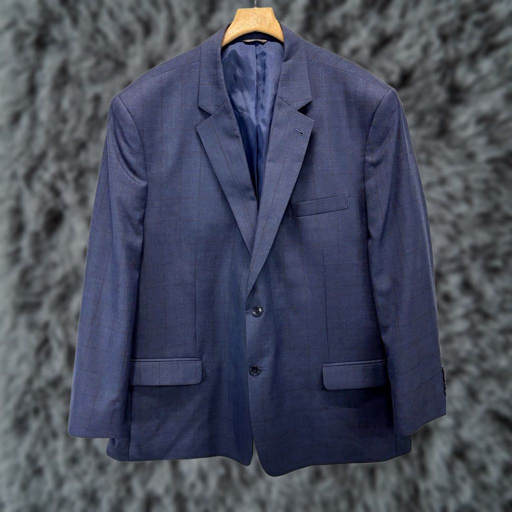 Vintage Oak Hill Blazer Sport Coat Mens 54L Big & Tall Blue Plaid 2 Button Career Check Shirt Size 54R - 1 Thumbnail
