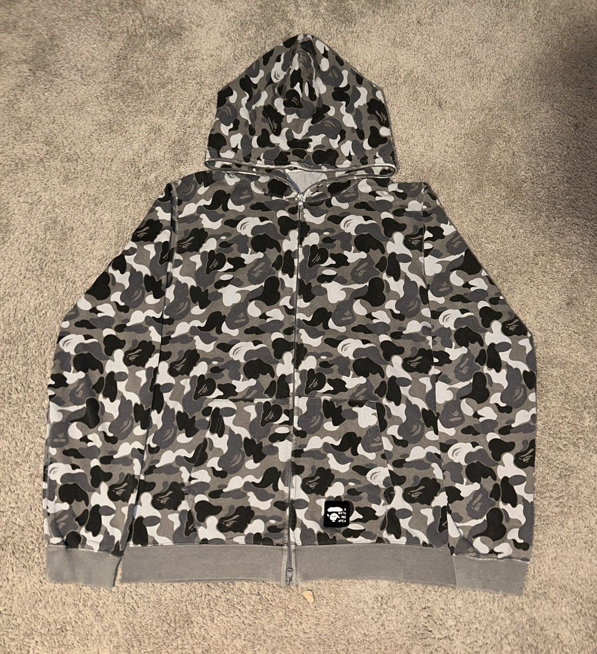 Image of Bape Abc Camo Full Zip Hoodie in Grey, Men's (Size XL)